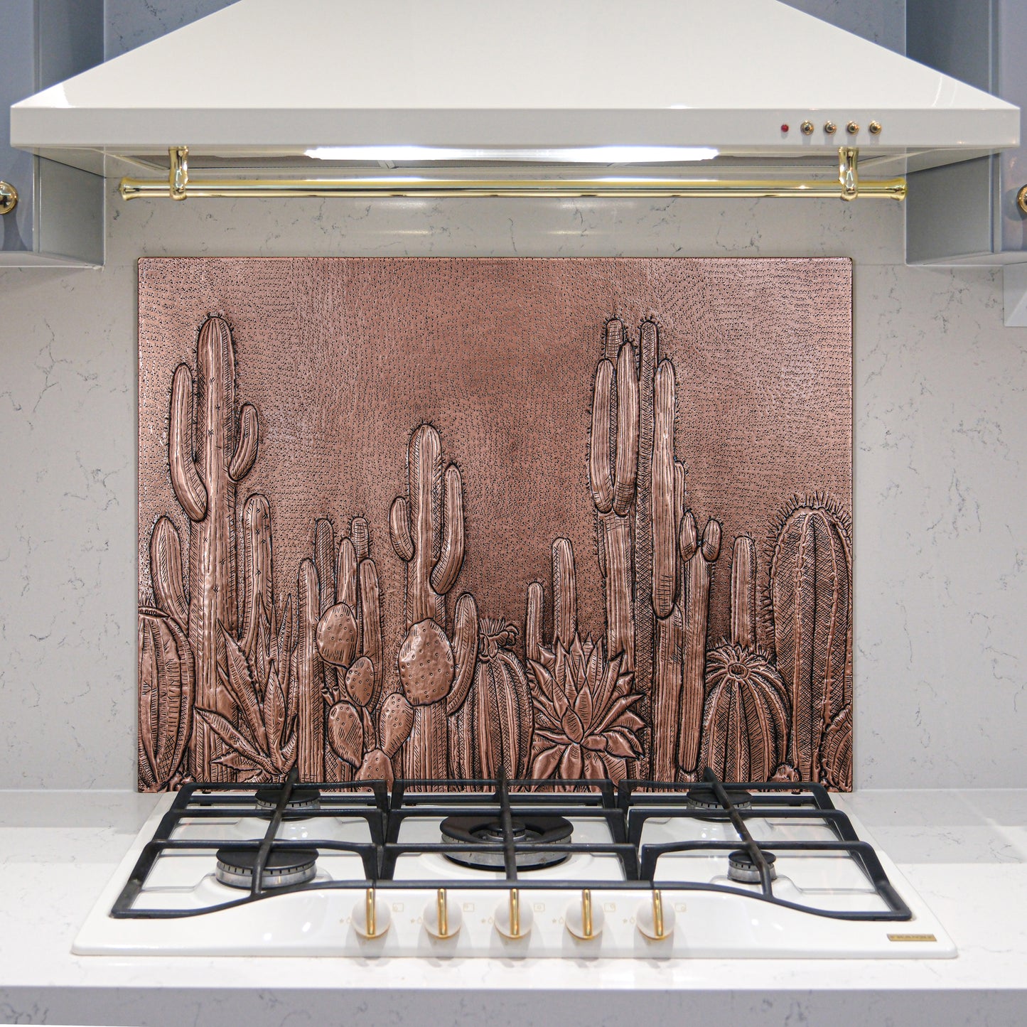 Southwestern Kitchen Backsplash Tile - Copper Cacti Desert Scene - Natural Copper - Natuross