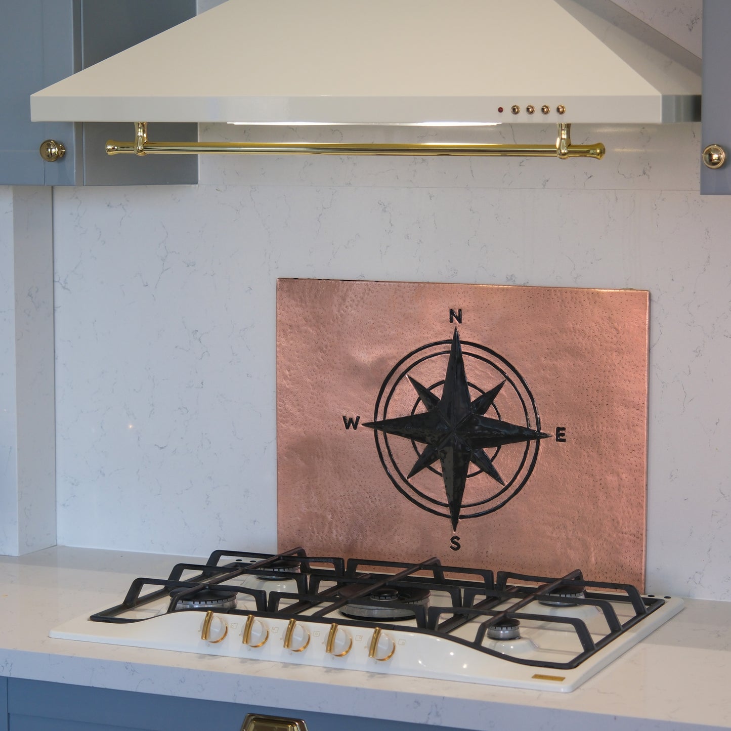 Coastal Kitchen Backsplash Tile - Copper Compass Rose - Copper & Black - Natuross