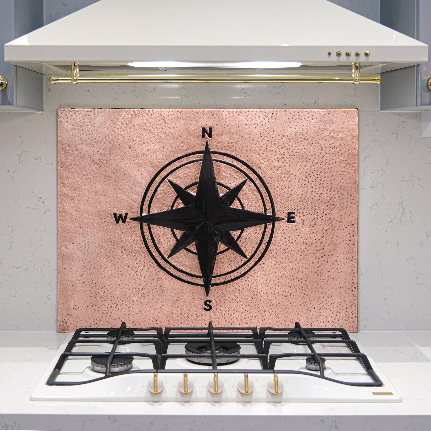 Coastal Kitchen Backsplash Tile - Copper Compass Rose - Copper & Black - Natuross