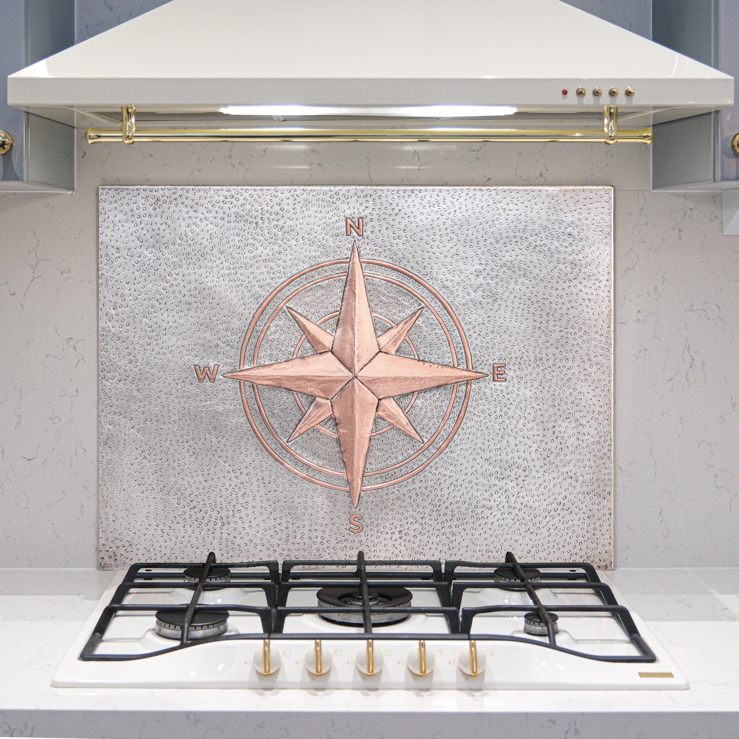 Coastal Kitchen Backsplash Tile - Copper Compass Rose - Gray & Copper - Natuross