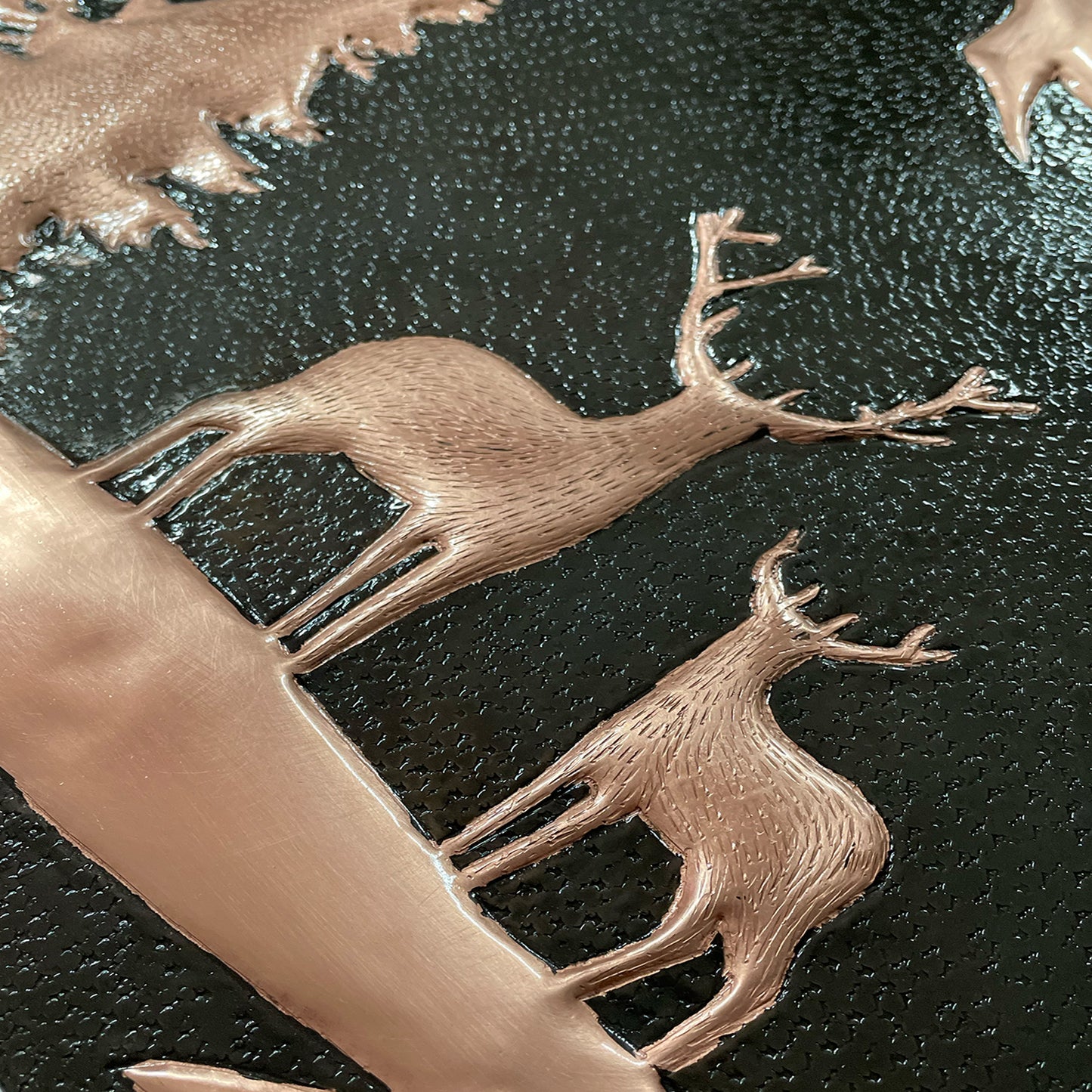 Lodge & Cabin Kitchen Backsplash Tile - Copper Deer in Forest - Black - Natuross