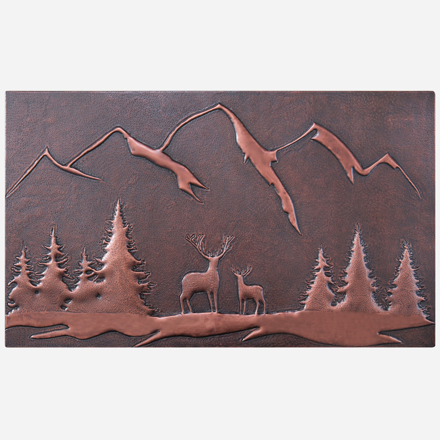 Lodge & Cabin Kitchen Backsplash Tile - Copper Deer in Forest - Brown Patina - Natuross