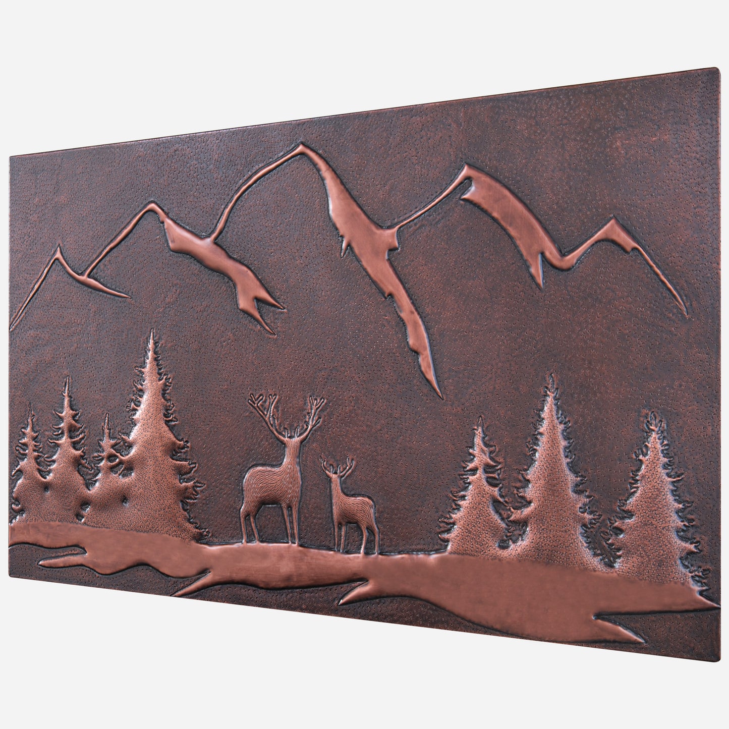 Lodge & Cabin Kitchen Backsplash Tile - Copper Deer in Forest - Brown Patina - Natuross