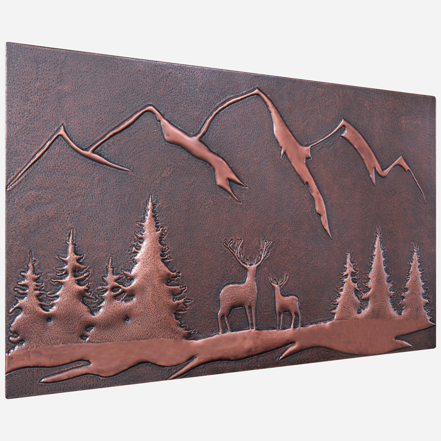 Lodge & Cabin Kitchen Backsplash Tile - Copper Deer in Forest - Brown Patina - Natuross