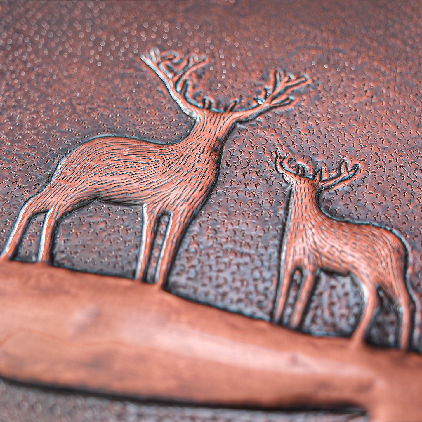 Lodge & Cabin Kitchen Backsplash Tile - Copper Deer in Forest - Brown Patina - Natuross