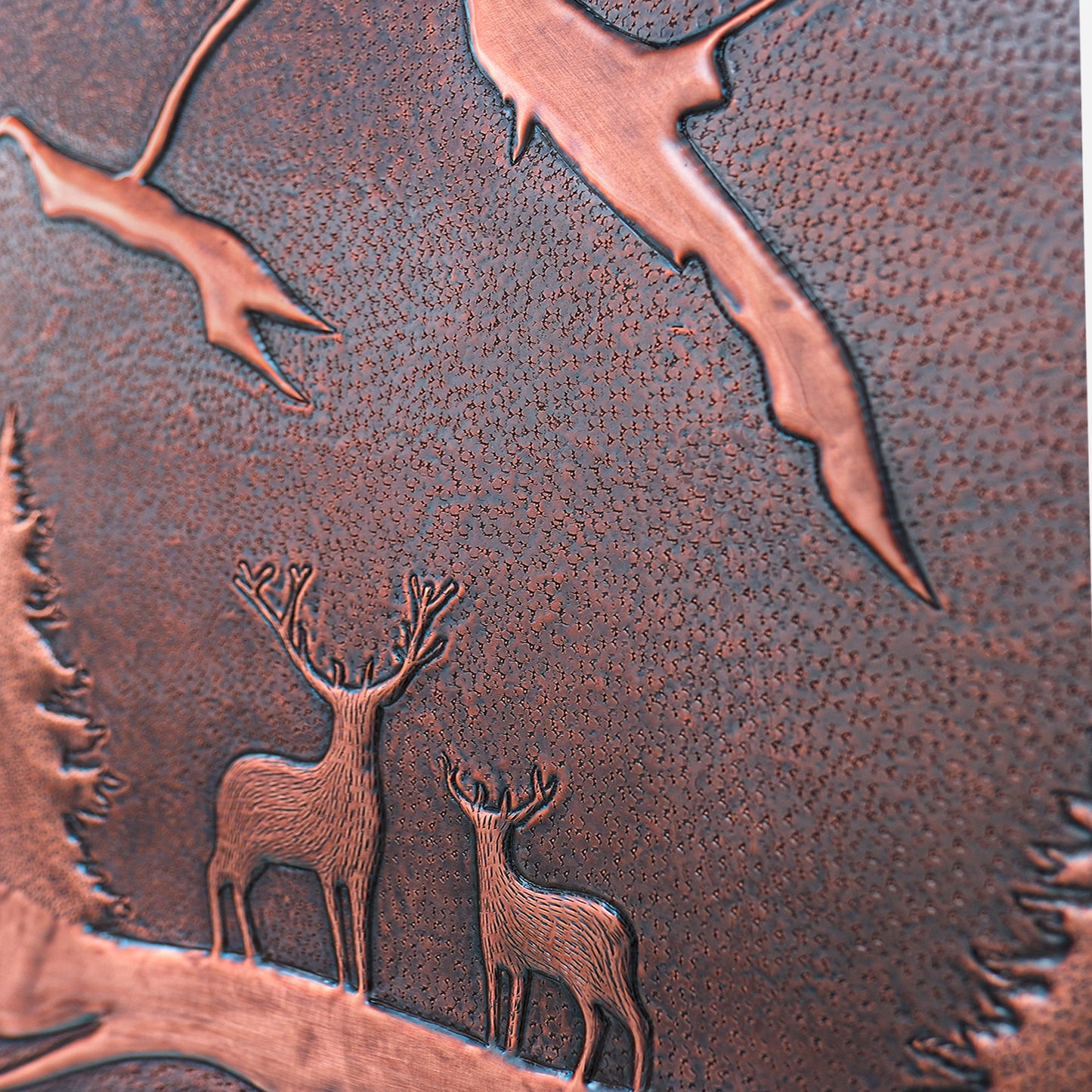 Lodge & Cabin Kitchen Backsplash Tile - Copper Deer in Forest - Brown Patina - Natuross