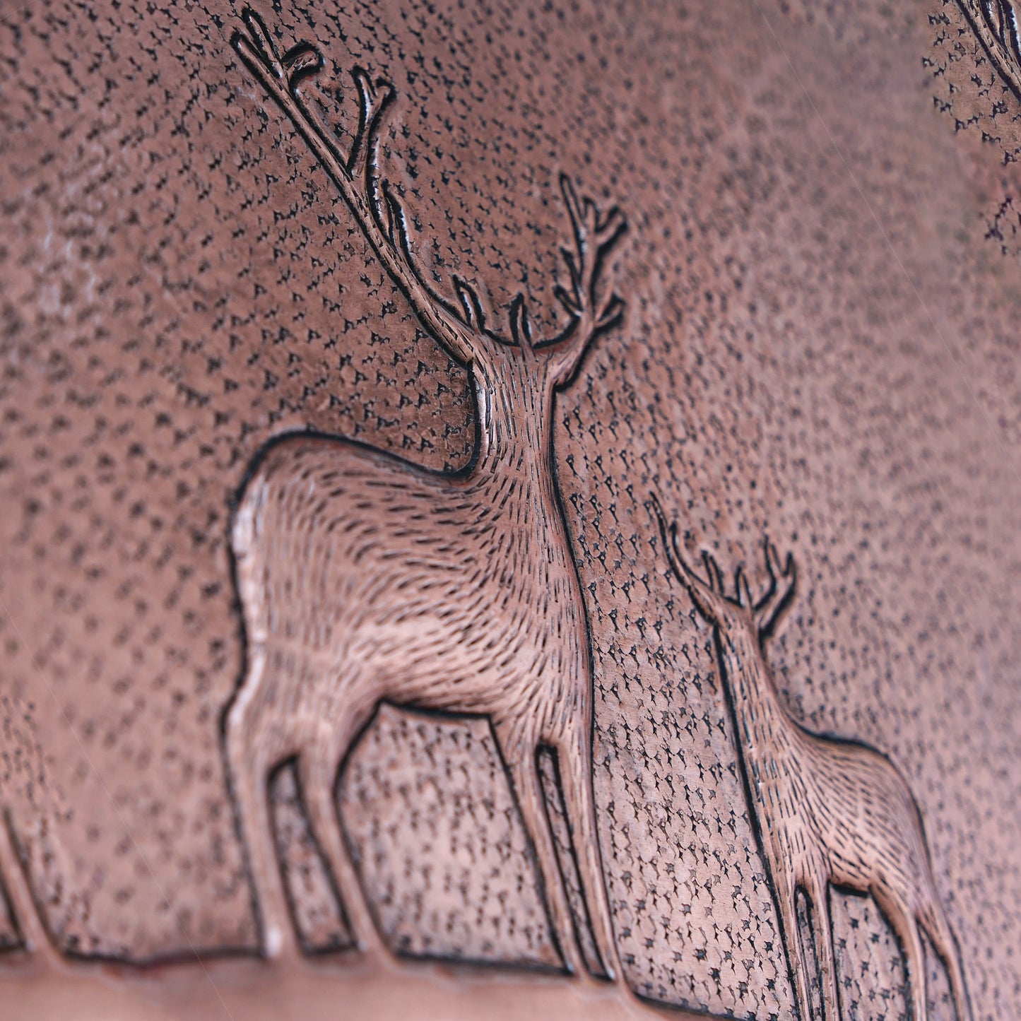 Lodge & Cabin Kitchen Backsplash Tile - Copper Deer in Forest - Natural Copper - Natuross