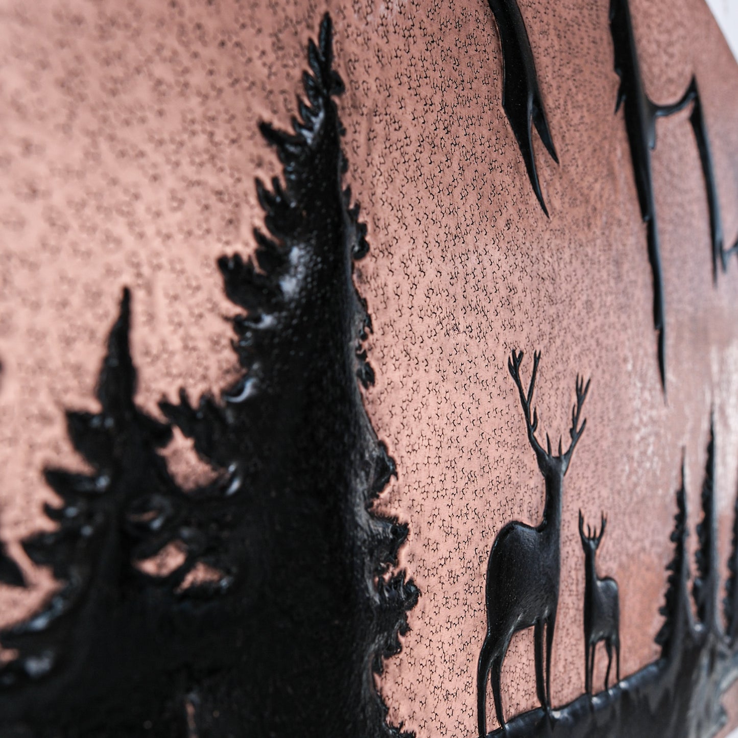Lodge & Cabin Kitchen Backsplash Tile - Copper Deer in Forest - Copper & Black - Natuross