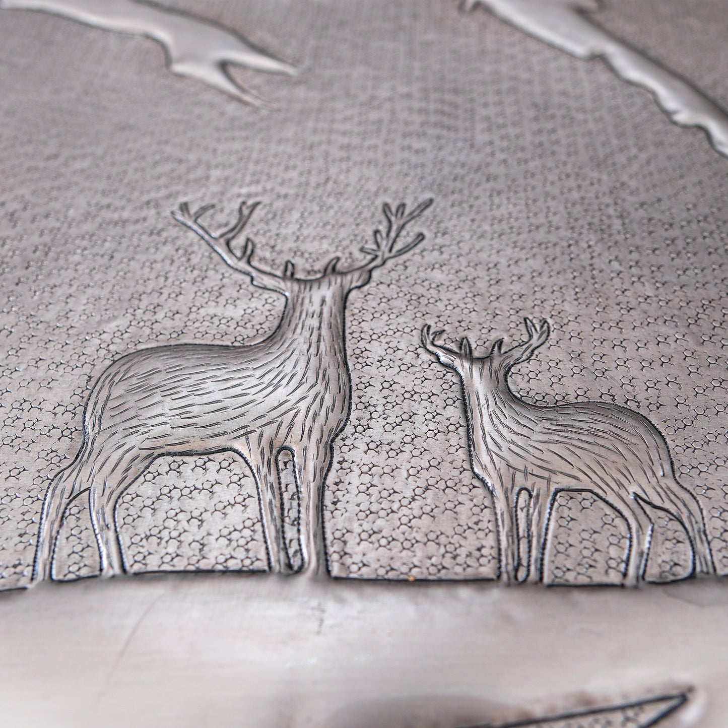 Lodge & Cabin Kitchen Backsplash Tile - Copper Deer in Forest - Gray - Natuross