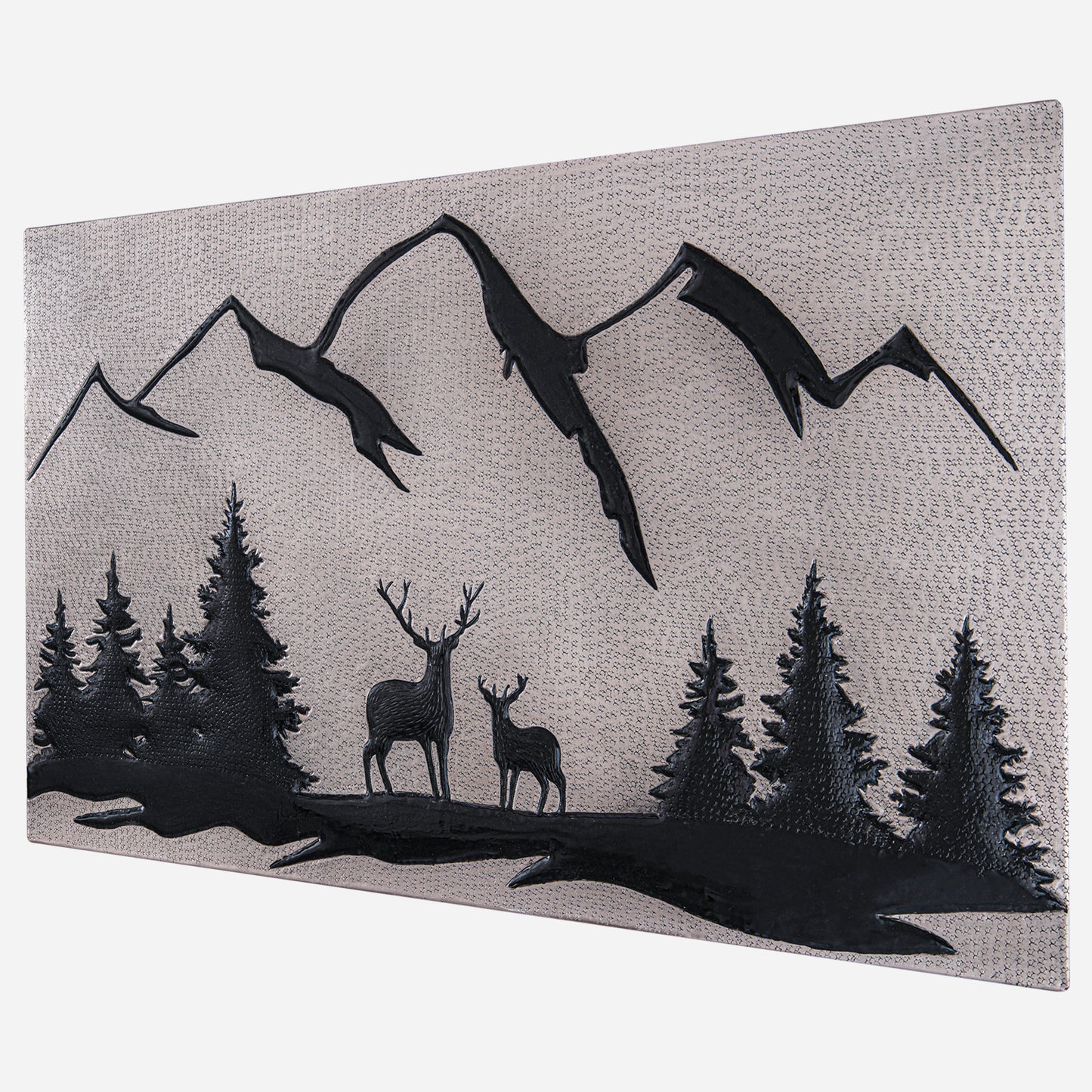 Lodge & Cabin Kitchen Backsplash Tile - Copper Deer in Forest - Gray & Black - Natuross