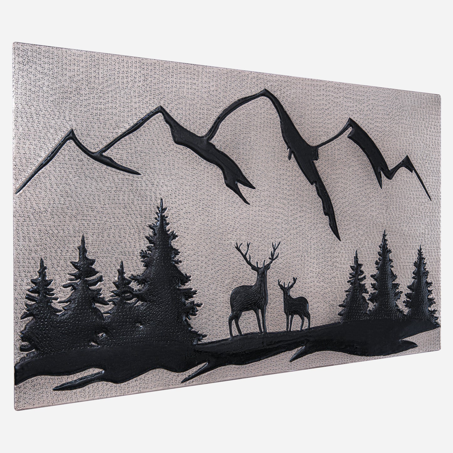 Lodge & Cabin Kitchen Backsplash Tile - Copper Deer in Forest - Gray & Black - Natuross