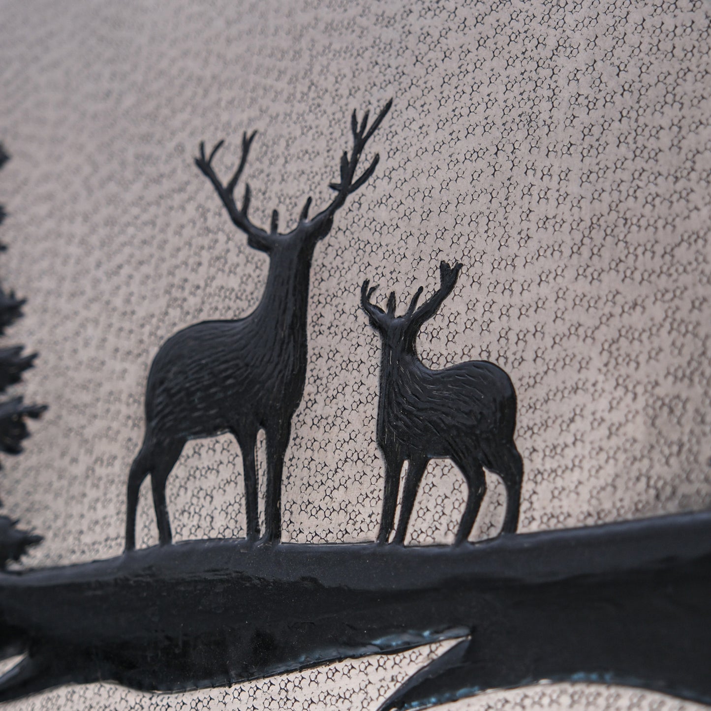 Lodge & Cabin Kitchen Backsplash Tile - Copper Deer in Forest - Gray & Black - Natuross