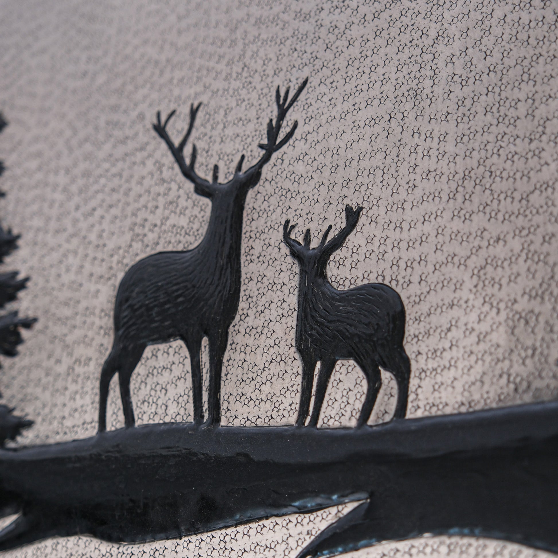 Lodge & Cabin Kitchen Backsplash Tile - Copper Deer in Forest - Gray & Black - Natuross