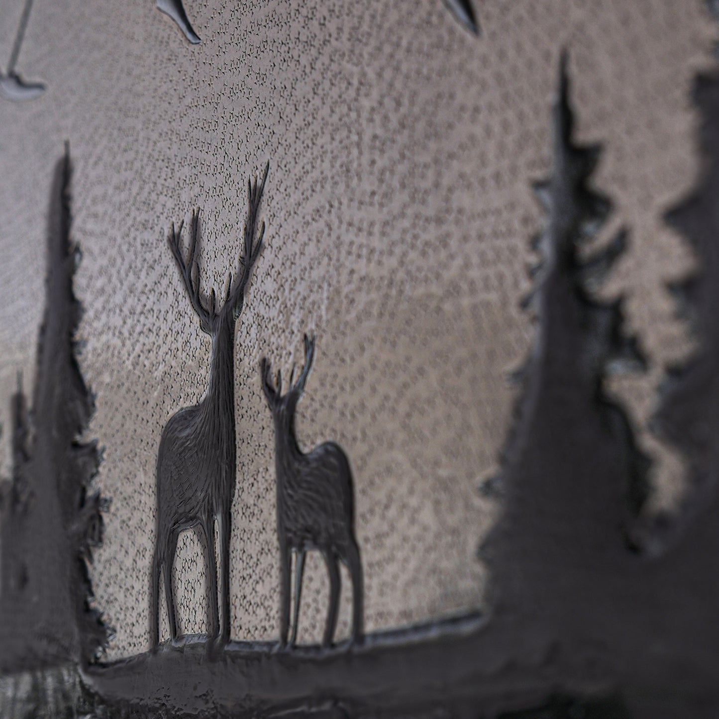 Lodge & Cabin Kitchen Backsplash Tile - Copper Deer in Forest - Gray & Black - Natuross