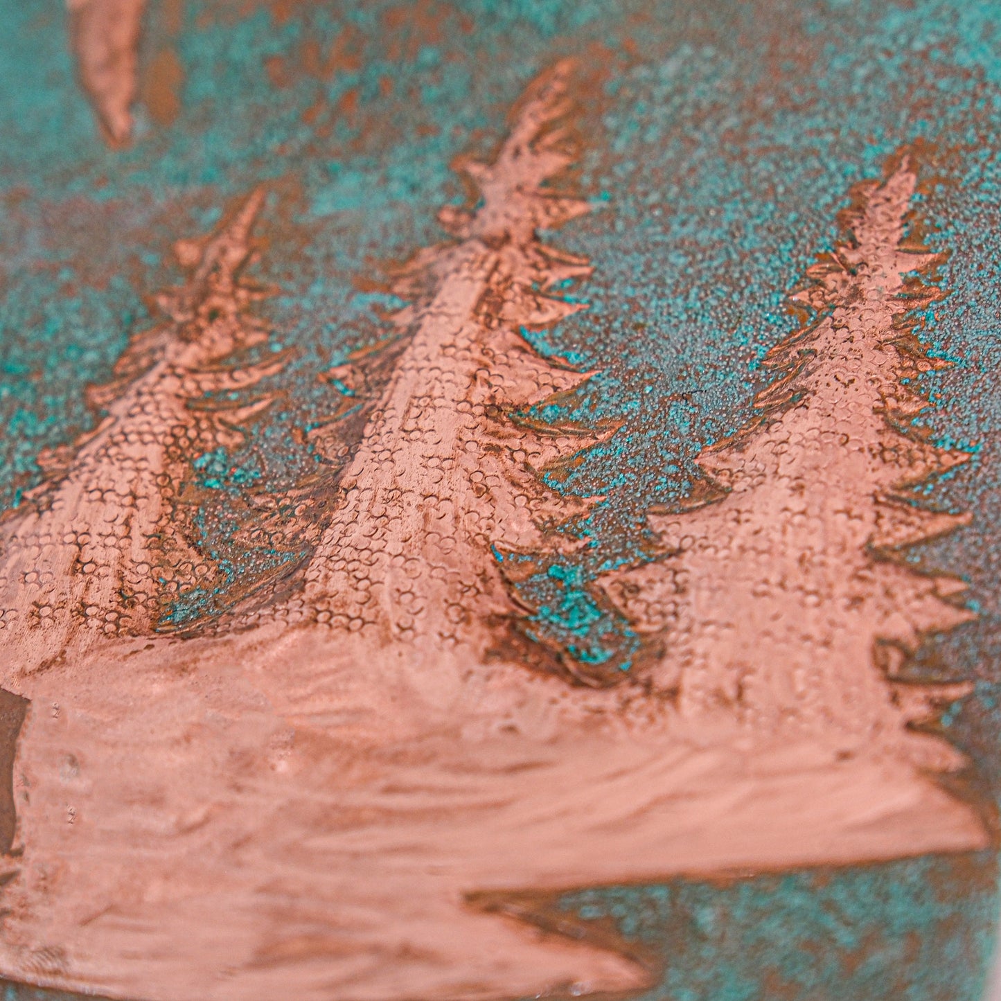 Lodge & Cabin Kitchen Backsplash Tile - Copper Deer in Forest - Green Patina - Natuross