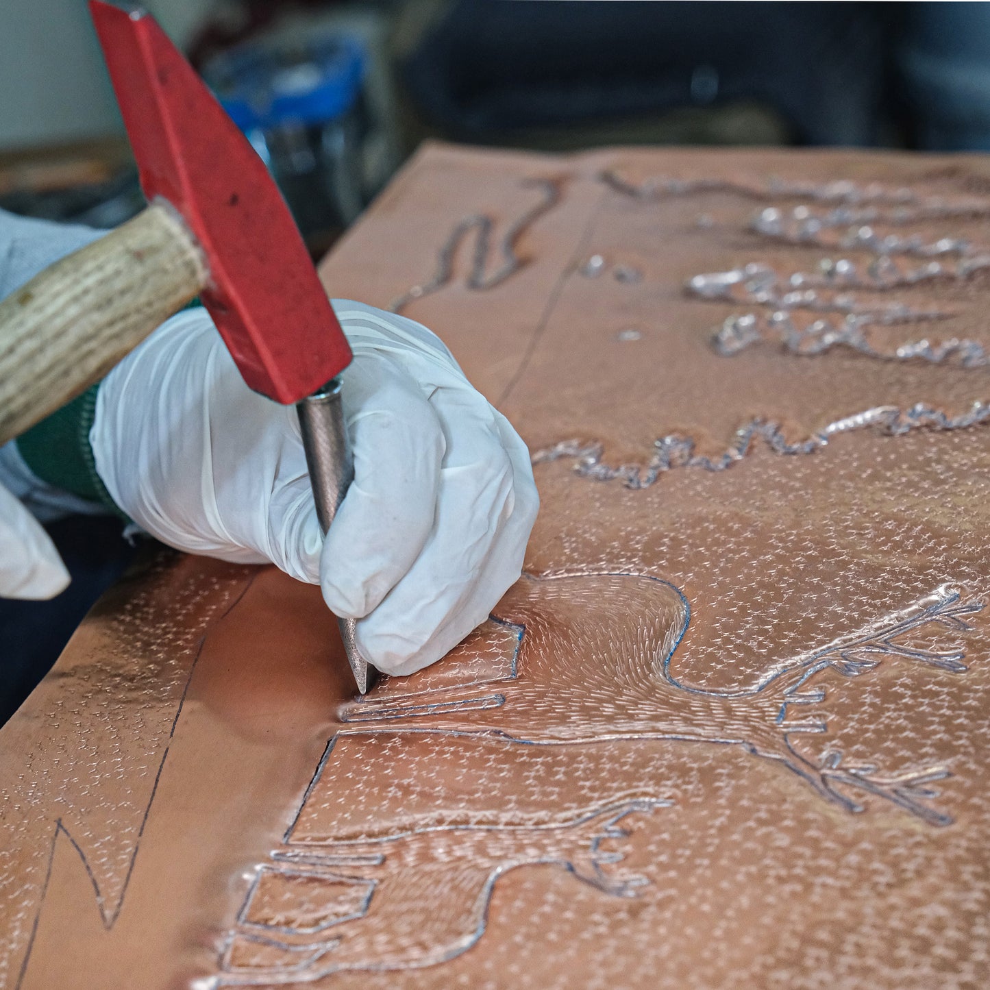 Lodge & Cabin Kitchen Backsplash Tile - Copper Deer in Forest - Gray & Black - Natuross