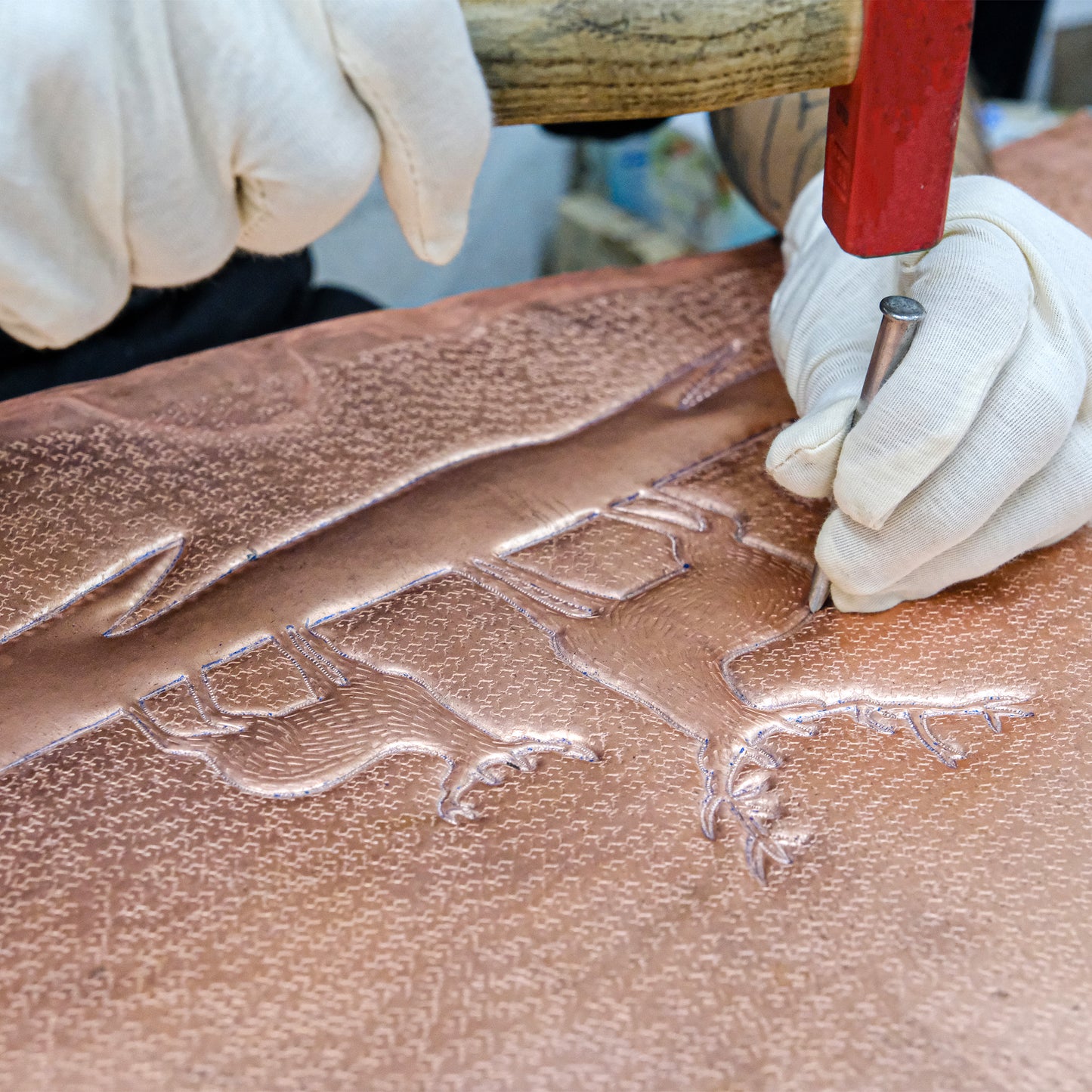 Lodge & Cabin Kitchen Backsplash Tile - Copper Deer in Forest - Natural Copper - Natuross