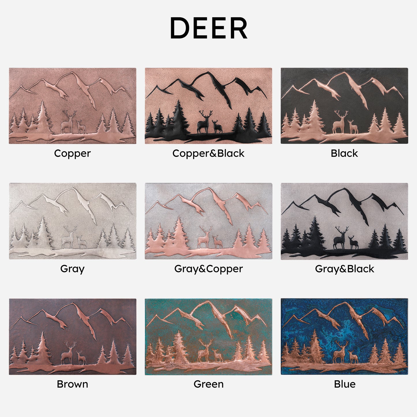 Lodge & Cabin Kitchen Backsplash Tile - Copper Deer in Forest - Natural Copper - Natuross