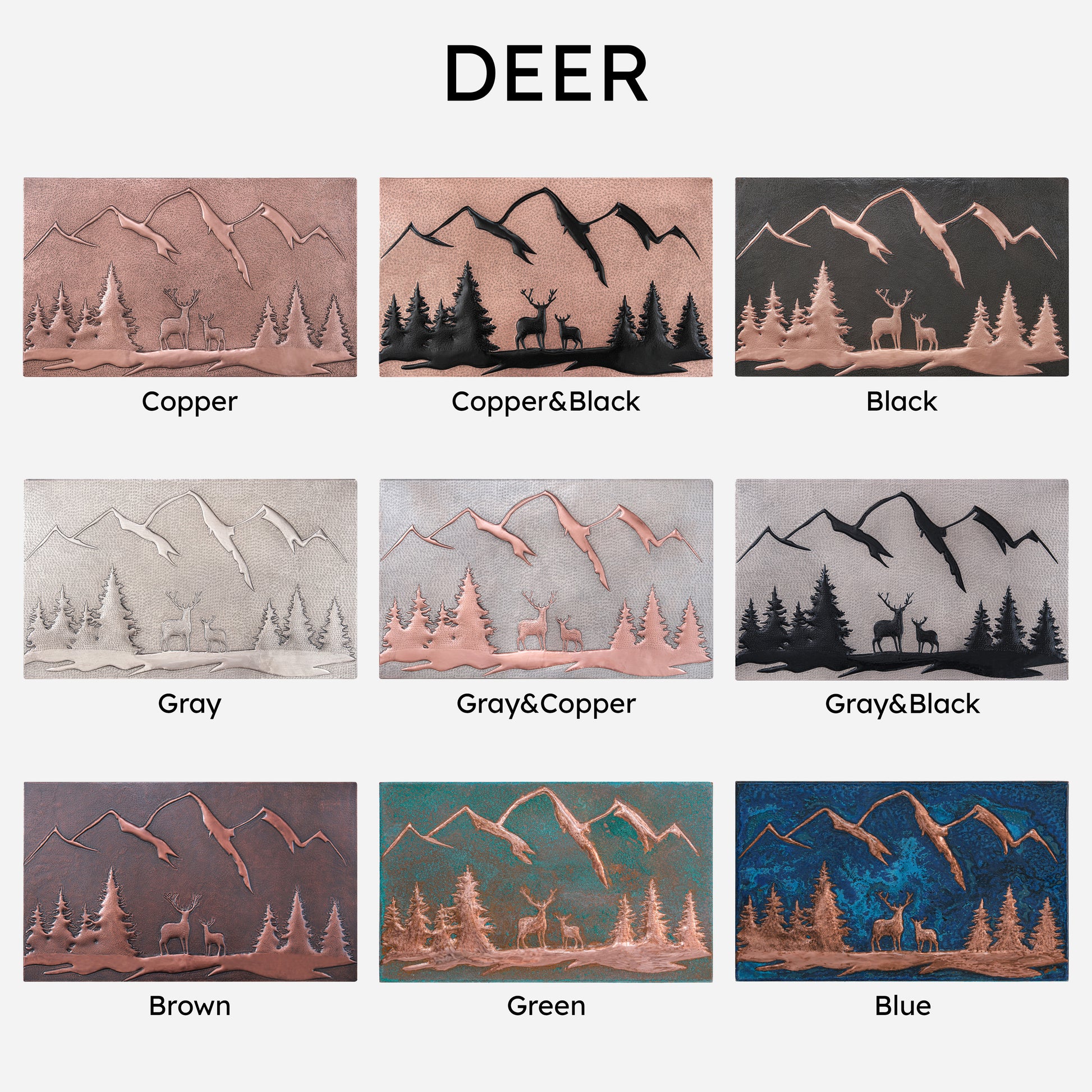 Lodge & Cabin Kitchen Backsplash Tile - Copper Deer in Forest - Gray & Black - Natuross