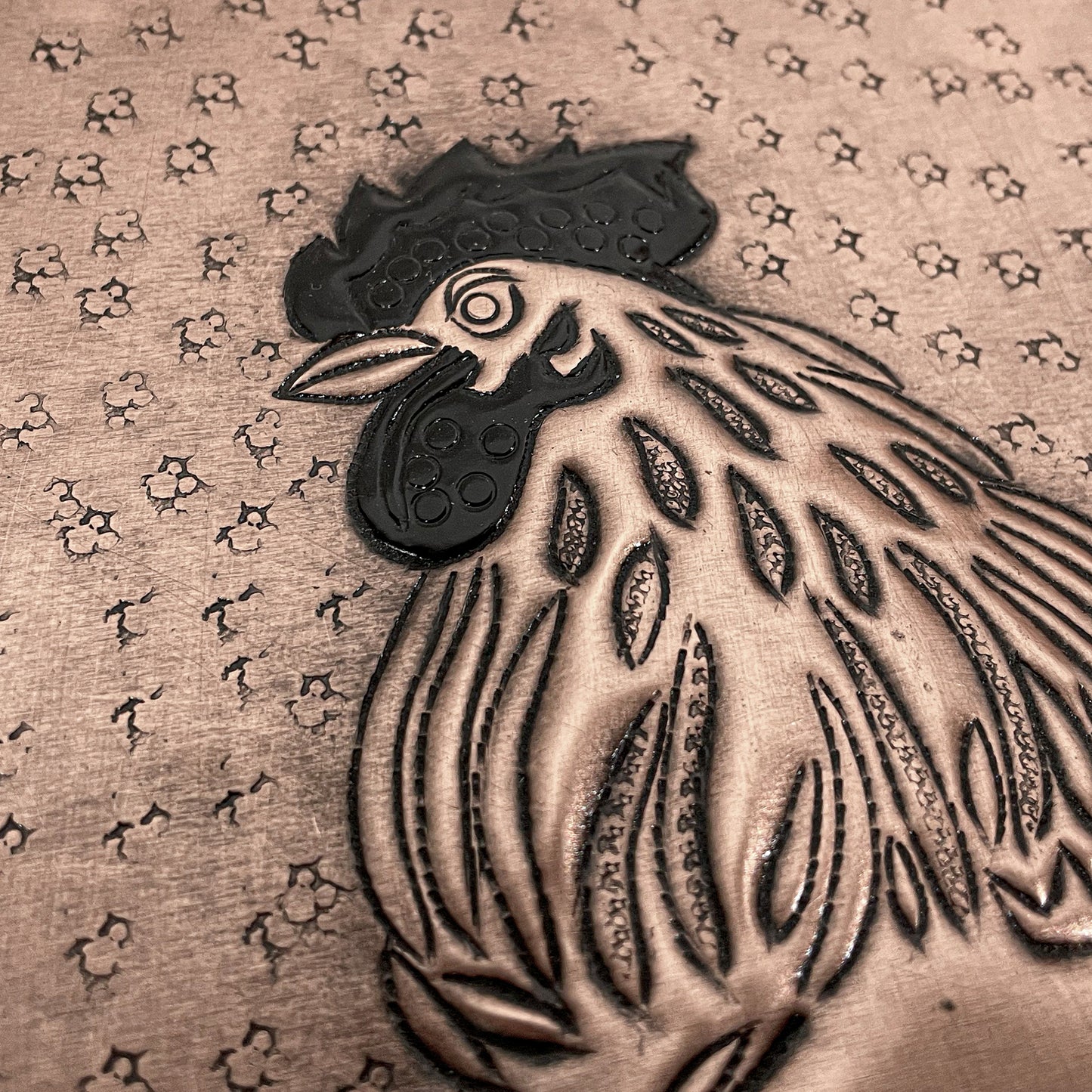 Farmhouse Kitchen Backsplash Tile - Copper Rooster & Chicken - Copper & Black - Natuross