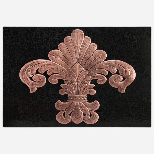 French Country Kitchen Backsplash Tile - Copper Fleur De Lys - Black - Natuross