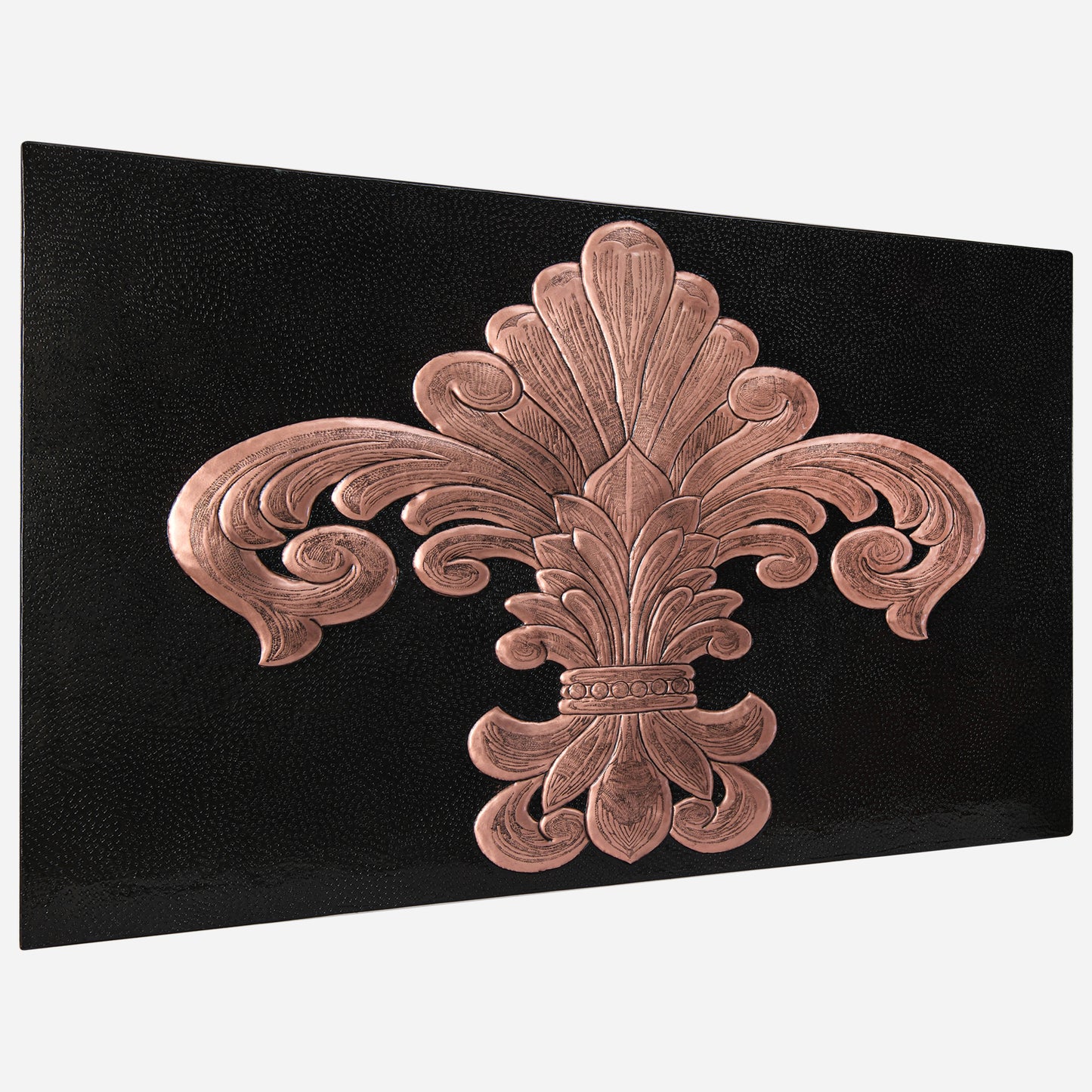 French Country Kitchen Backsplash Tile - Copper Fleur De Lys - Black - Natuross