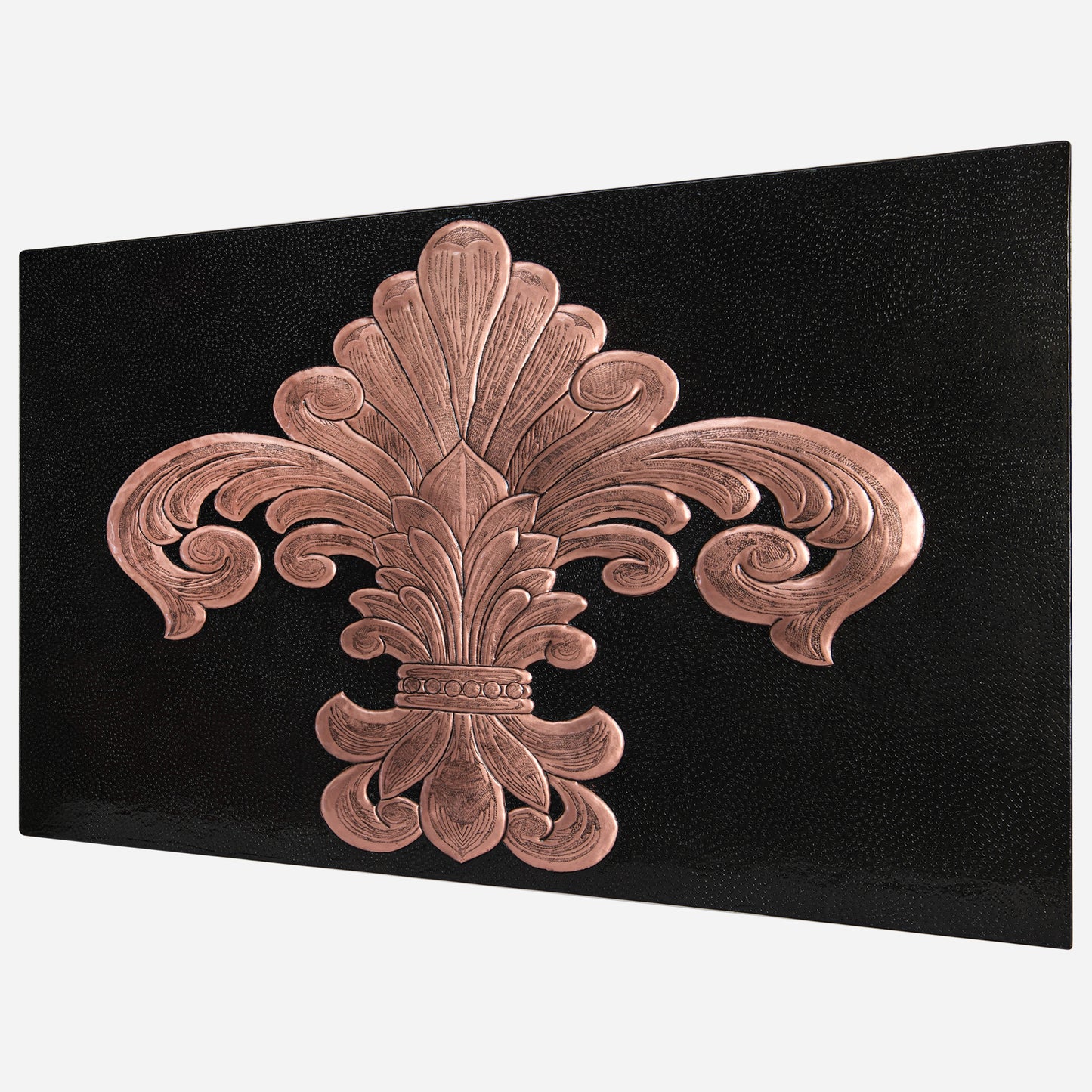 French Country Kitchen Backsplash Tile - Copper Fleur De Lys - Black - Natuross