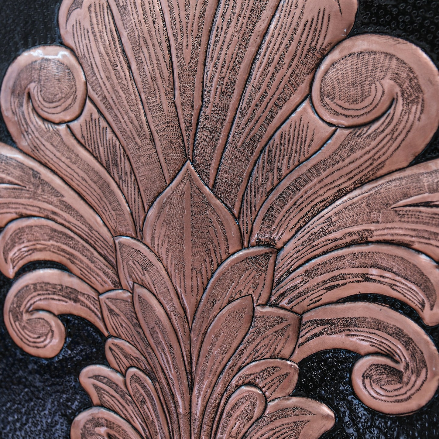 French Country Kitchen Backsplash Tile - Copper Fleur De Lys - Black - Natuross