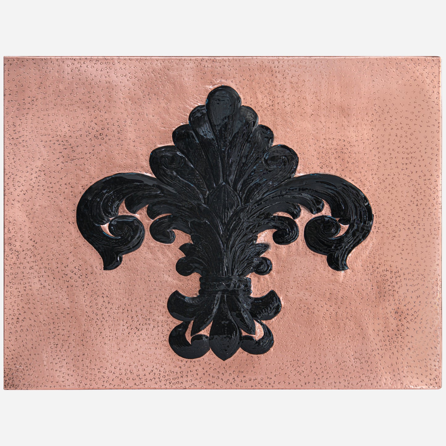 French Country Kitchen Backsplash Tile - Copper Fleur De Lys - Copper & Black - Natuross