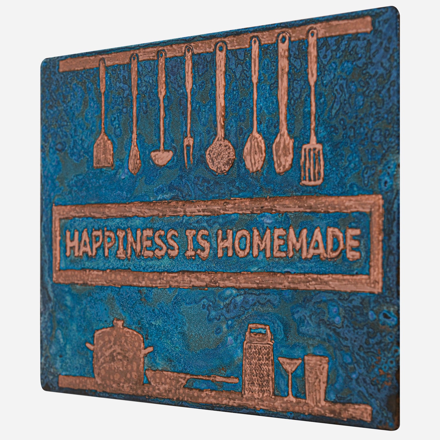 Cozy Home Kitchen Backsplash Tile - Copper Happiness is Homemade - Blue Patina - Natuross