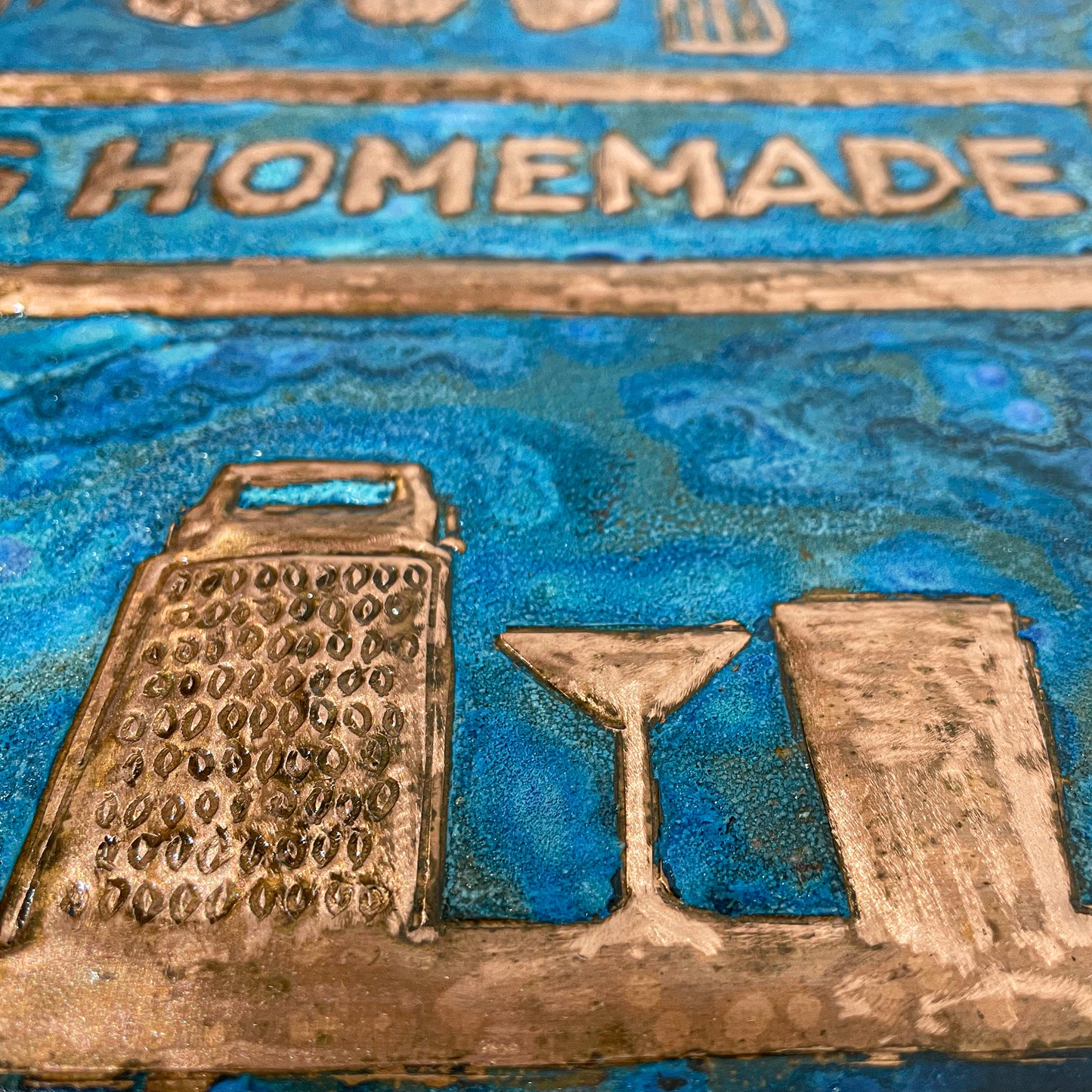 Cozy Home Kitchen Backsplash Tile - Copper Happiness is Homemade - Blue Patina - Natuross