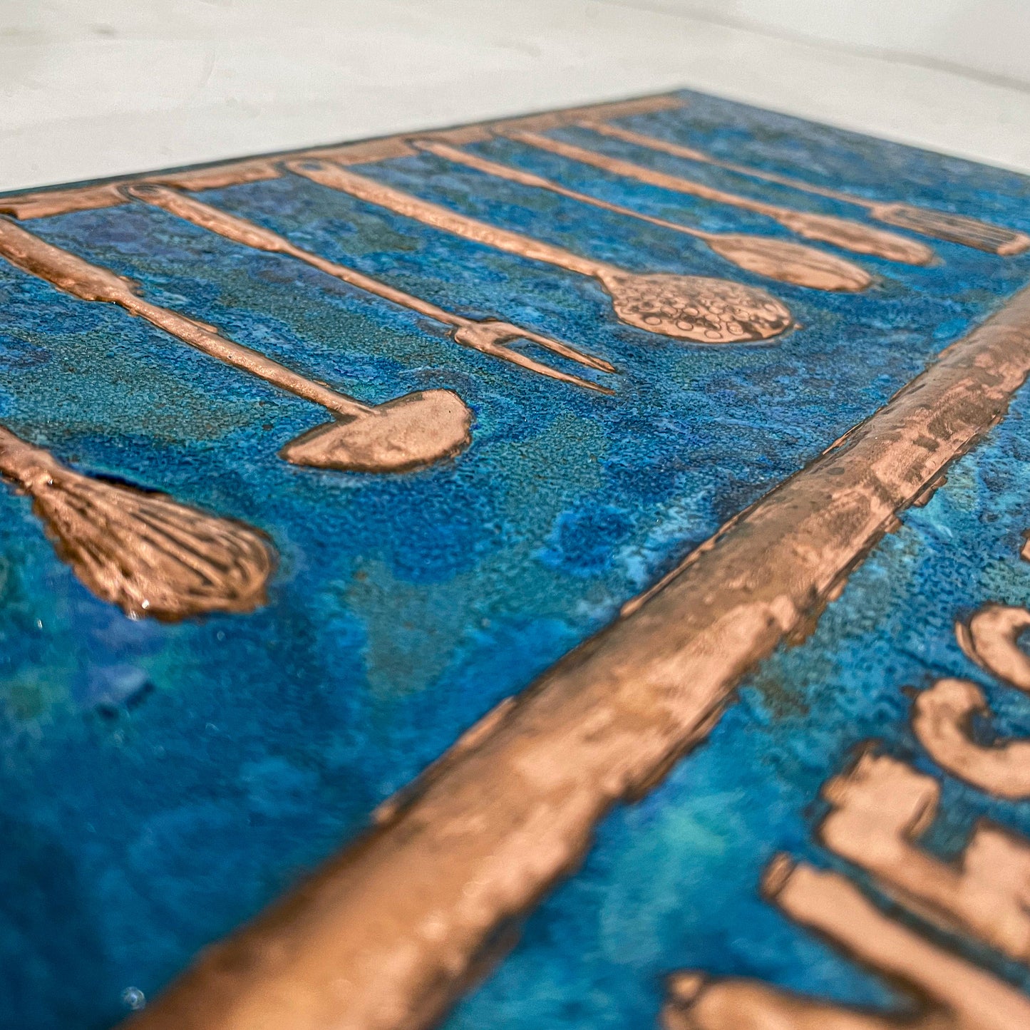 Cozy Home Kitchen Backsplash Tile - Copper Happiness is Homemade - Blue Patina - Natuross