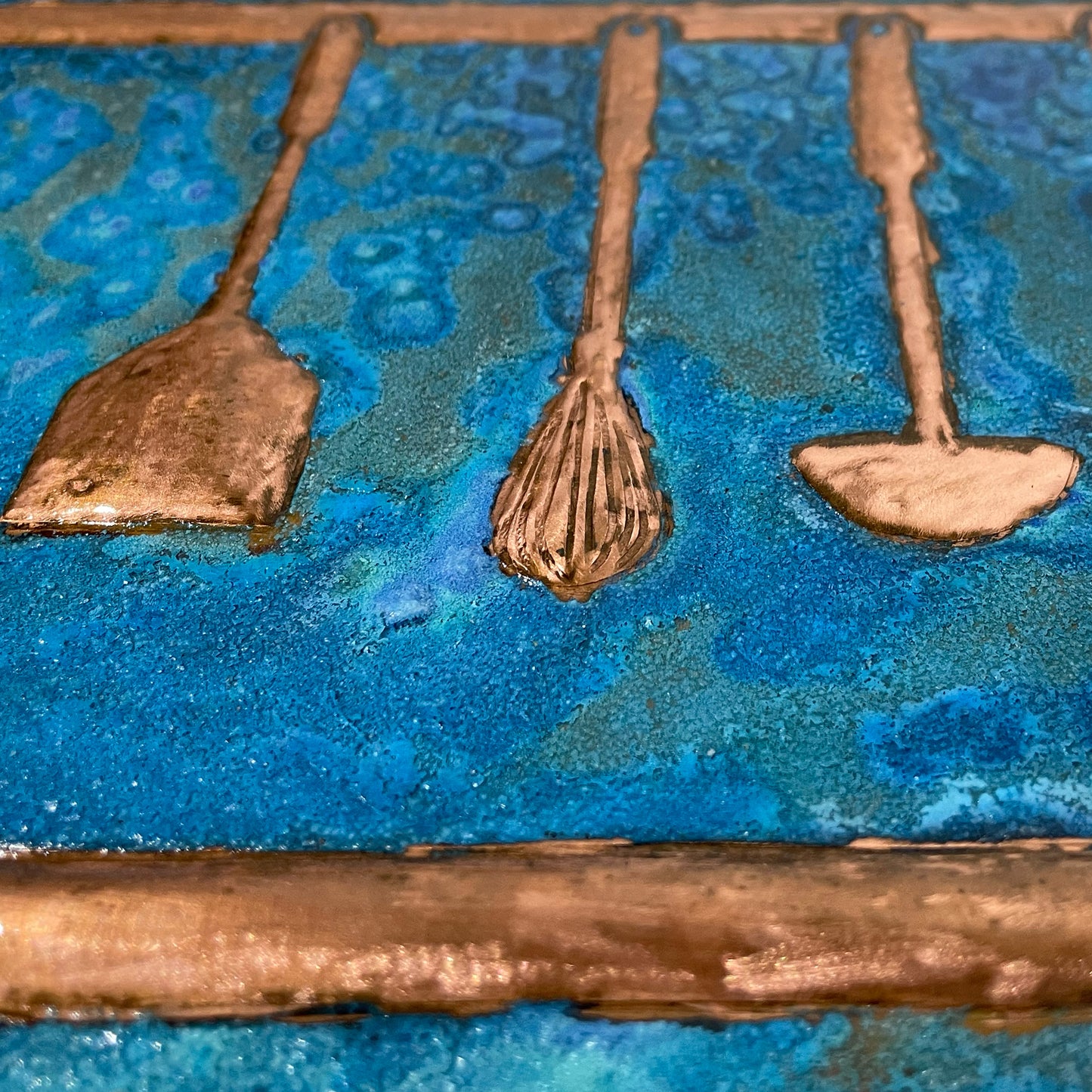 Cozy Home Kitchen Backsplash Tile - Copper Happiness is Homemade - Blue Patina - Natuross