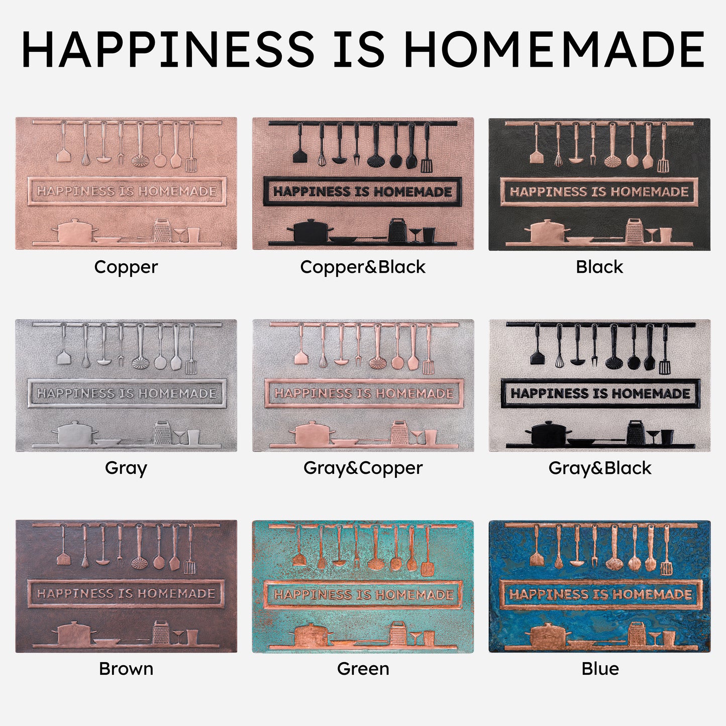 Cozy Home Kitchen Backsplash Tile - Copper Happiness is Homemade - Gray & Black - Natuross