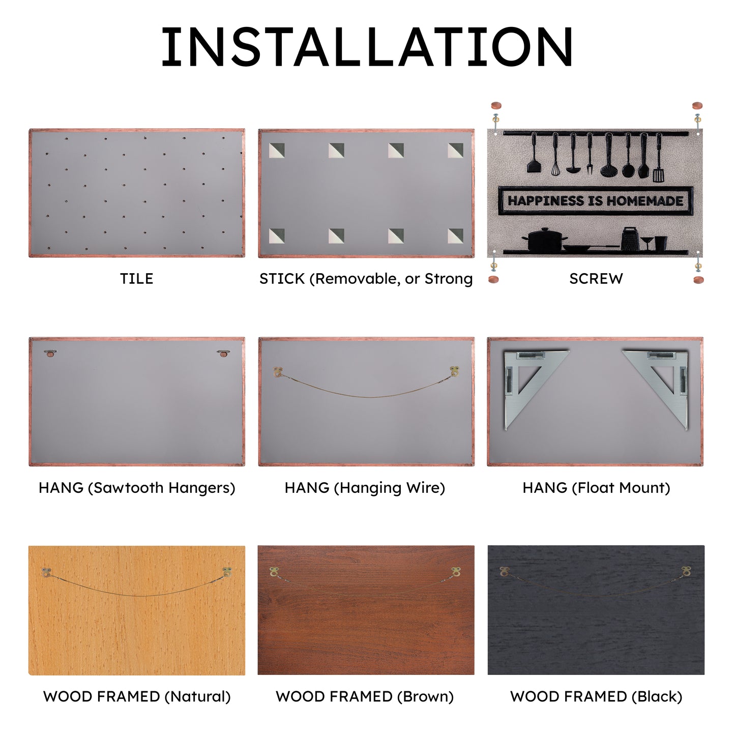 Cozy Home Kitchen Backsplash Tile - Copper Happiness is Homemade - Gray & Black - Natuross