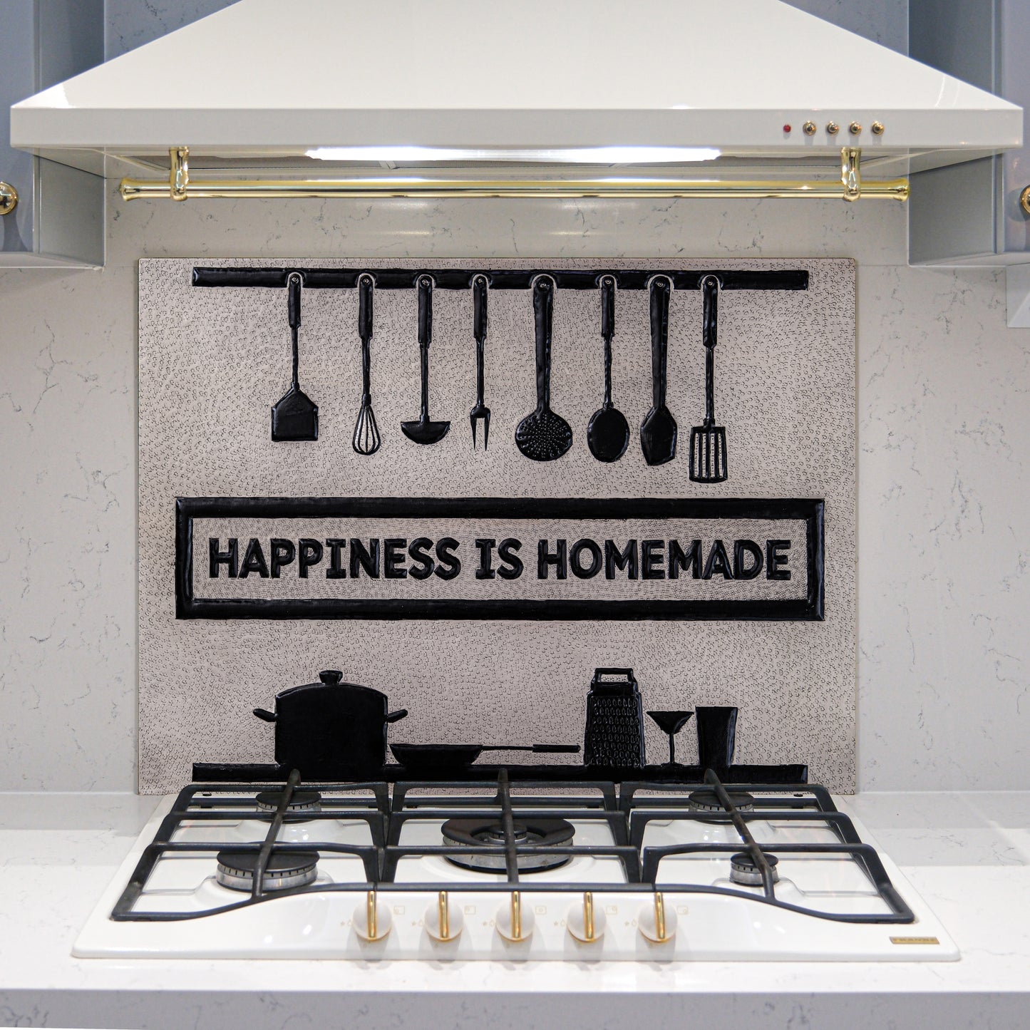 Cozy Home Kitchen Backsplash Tile - Copper Happiness is Homemade - Gray & Black - Natuross