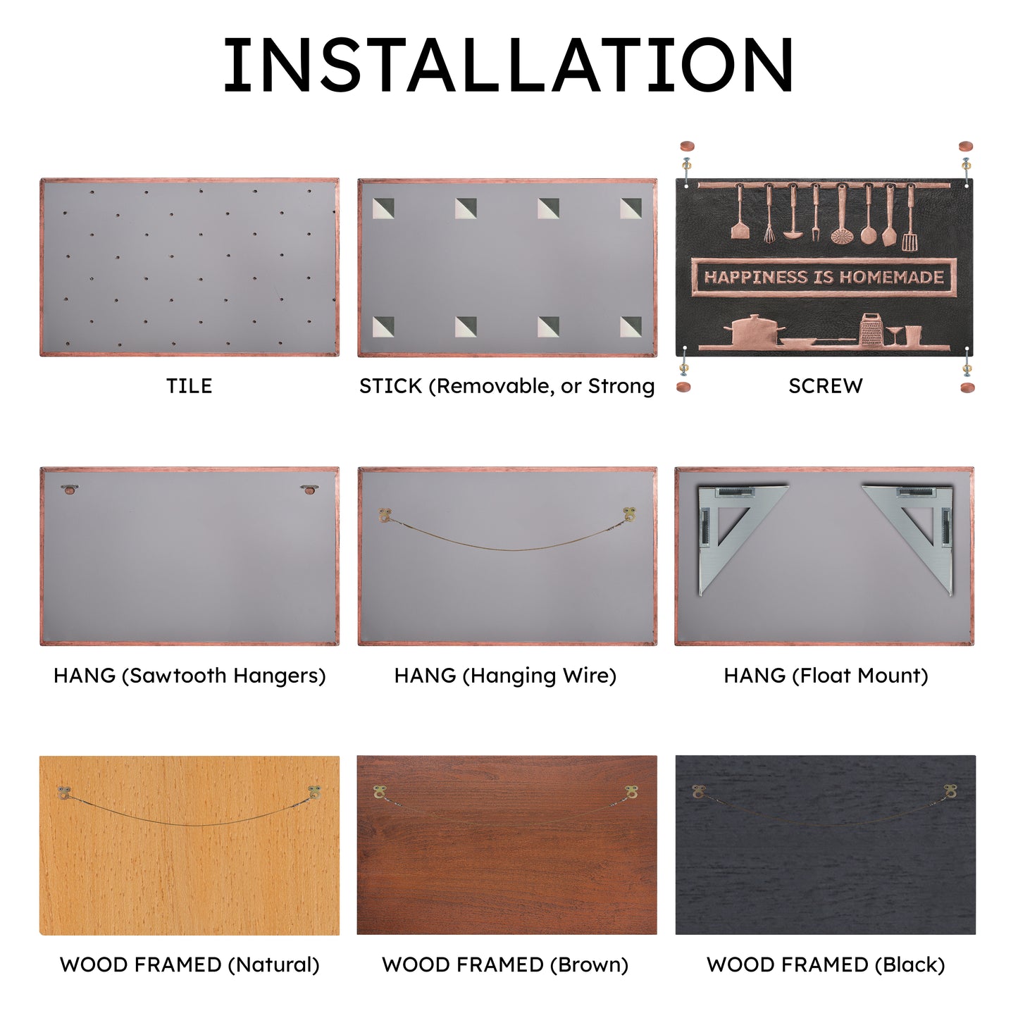 Cozy Home Kitchen Backsplash Tile - Copper Happiness is Homemade - Black - Natuross