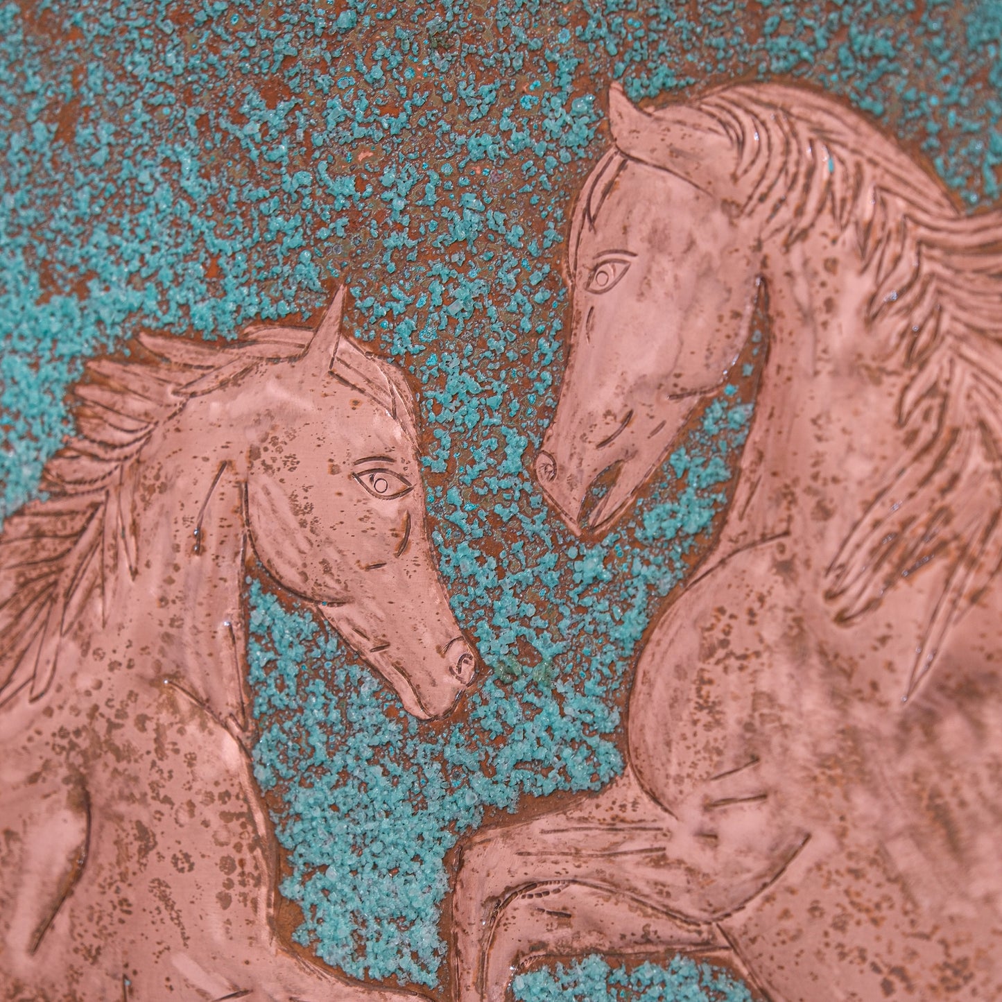 Ranch-Style Kitchen Backsplash Tile - Copper Horses - Green Patina - Natuross