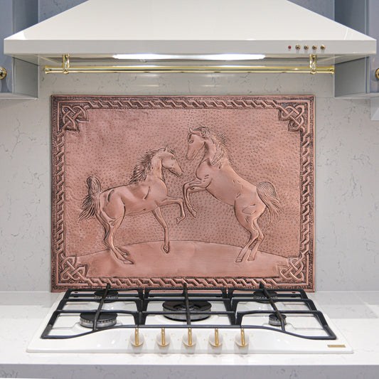 Ranch-Style Kitchen Backsplash Tile - Copper Horses - Natural Copper - Natuross