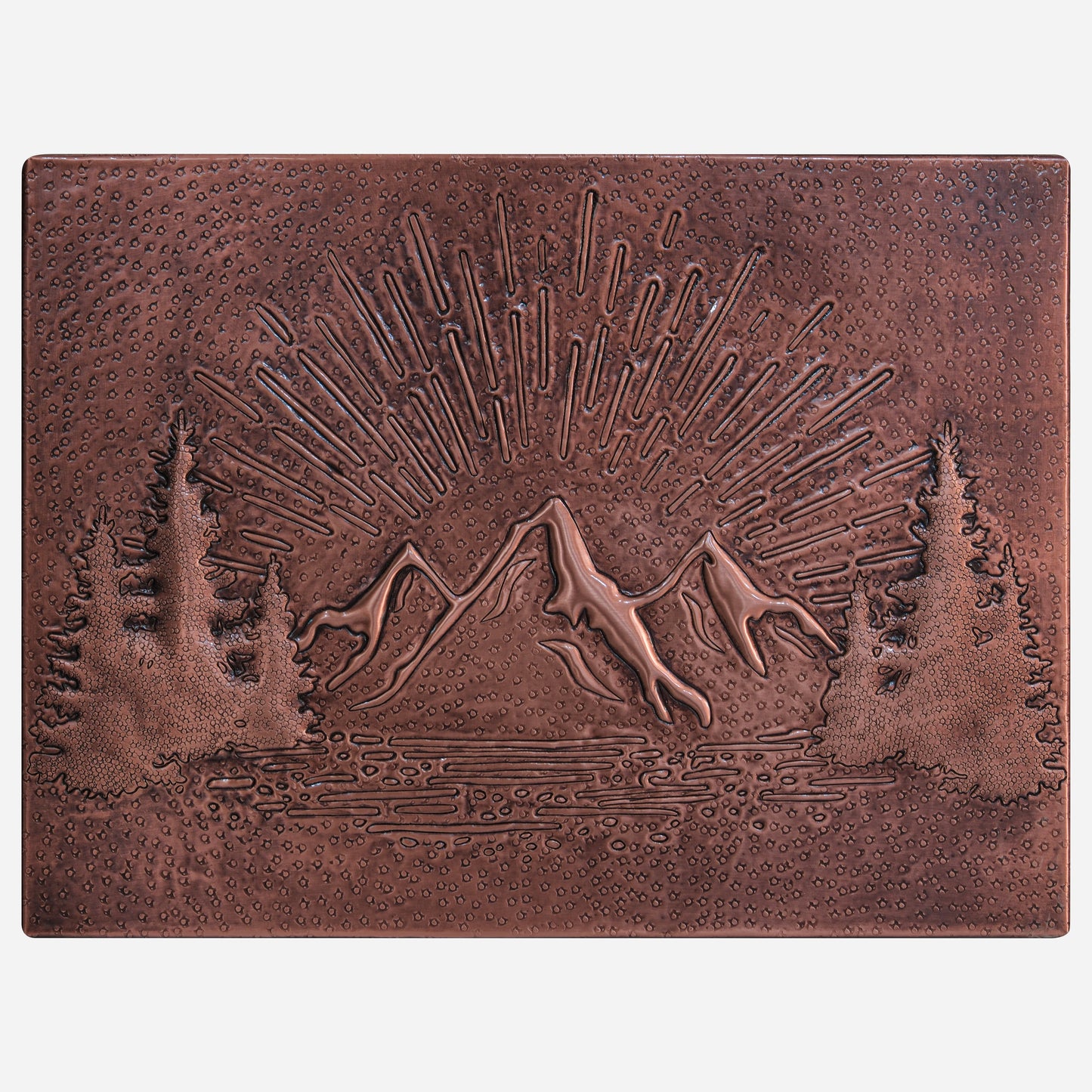 Mountain Retreat Kitchen Backsplash Tile - Copper Sunrise Scene - Brown Patina - Natuross