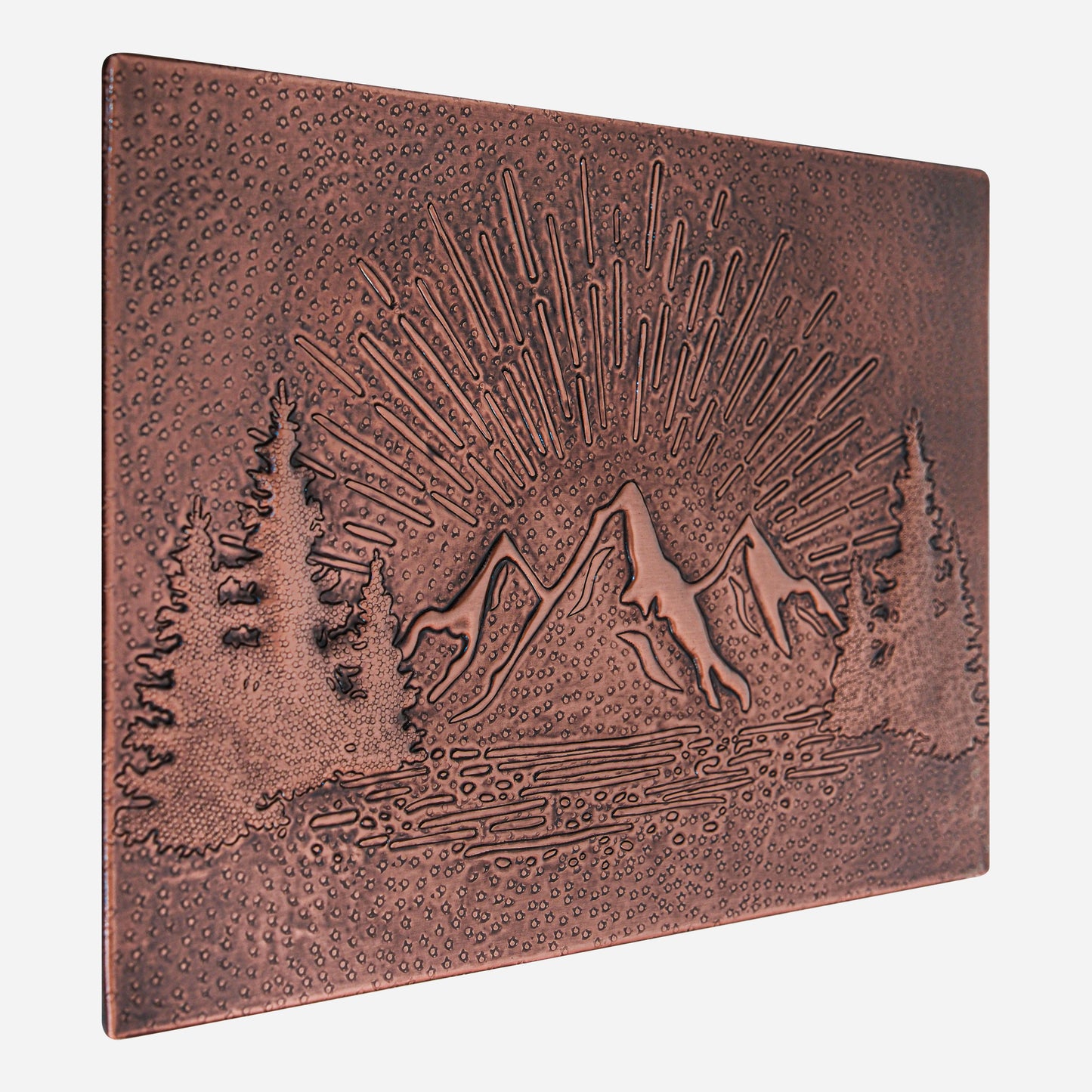 Mountain Retreat Kitchen Backsplash Tile - Copper Sunrise Scene - Brown Patina - Natuross