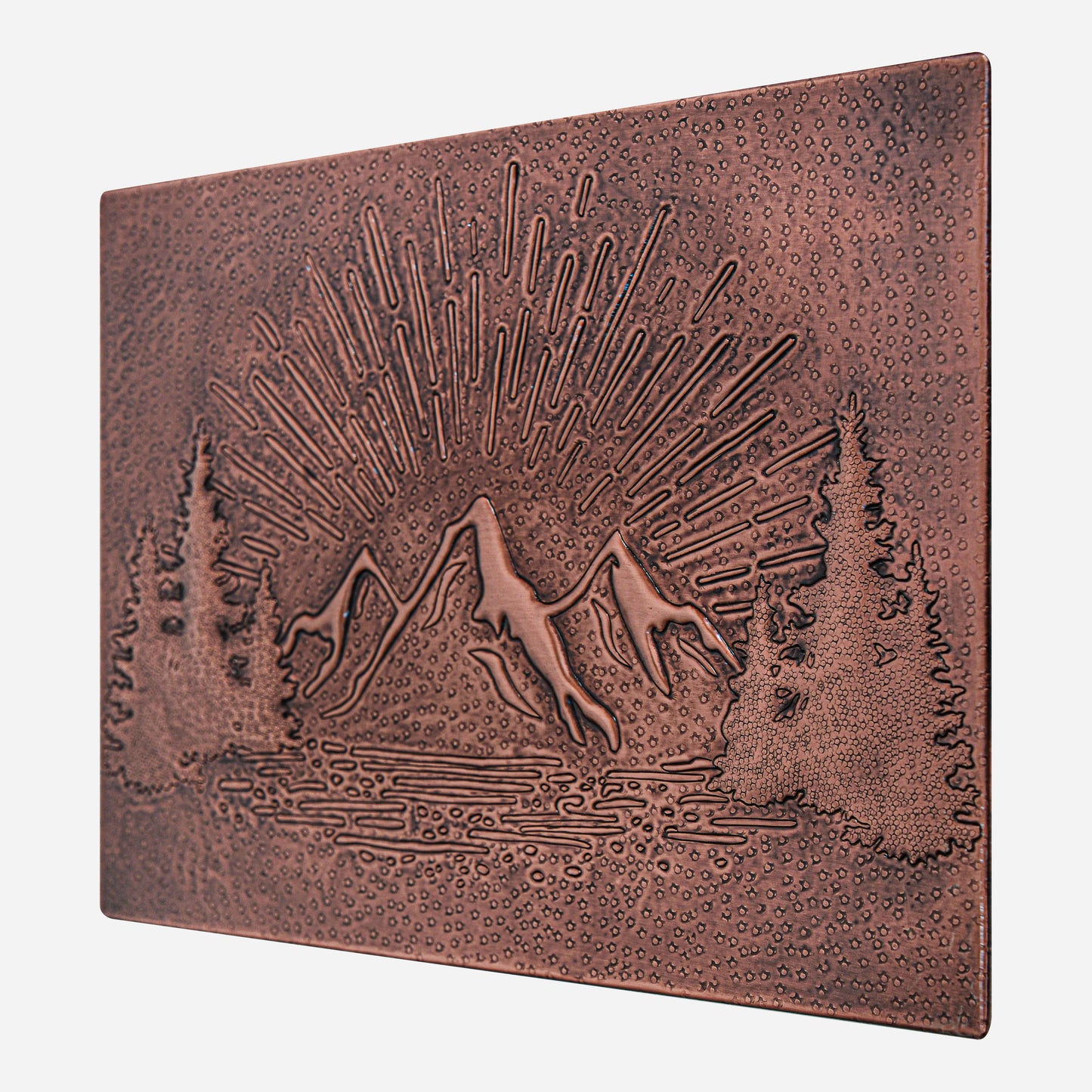 Mountain Retreat Kitchen Backsplash Tile - Copper Sunrise Scene - Brown Patina - Natuross