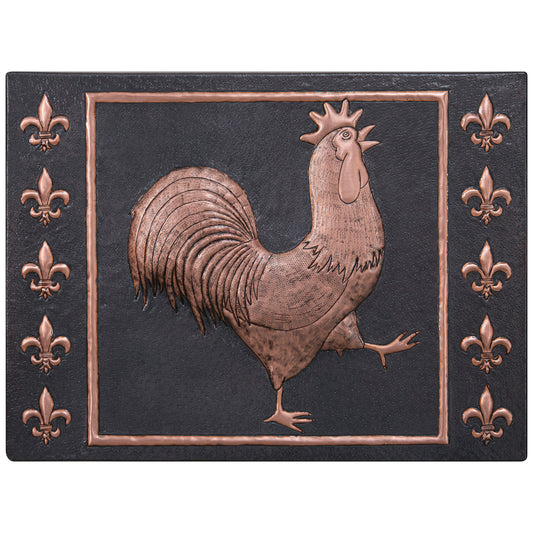 European Kitchen Backsplash Tile - Copper Rooster & Fleur De Lys - Black - Natuross