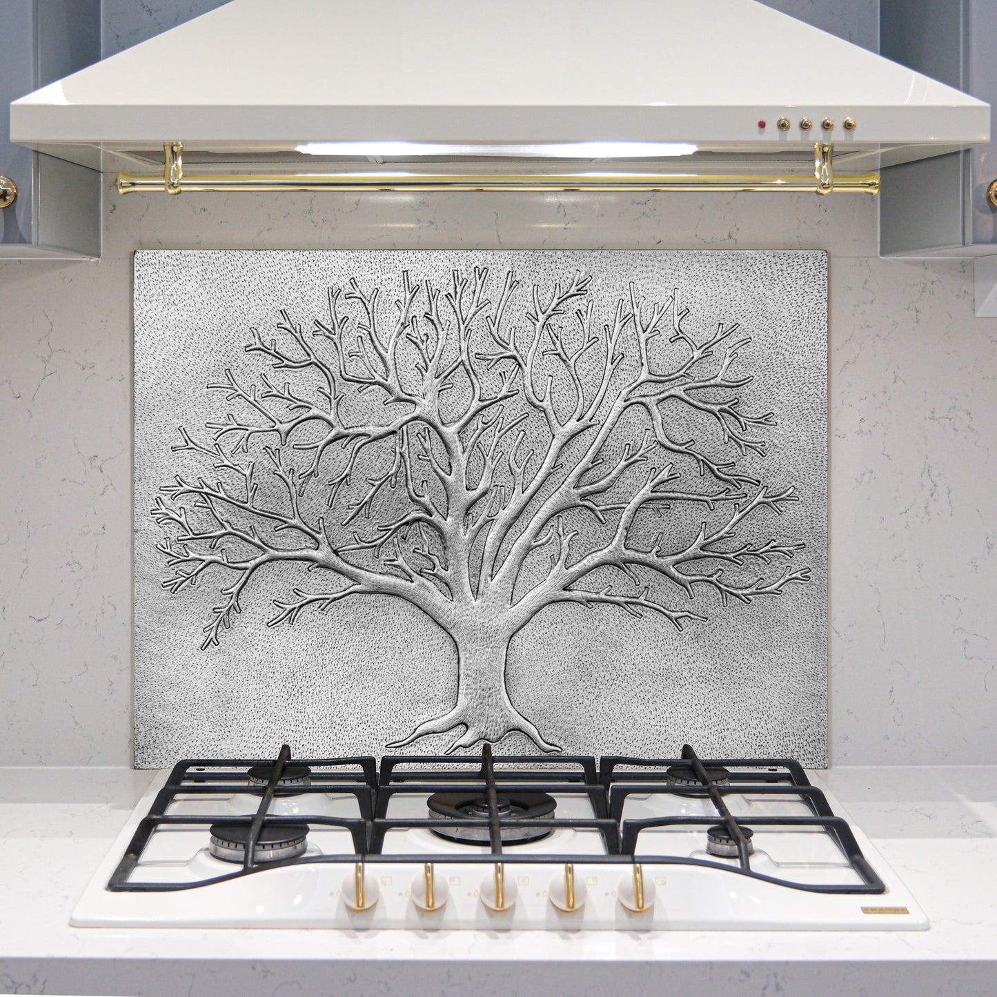 Nature-Inspired Kitchen Backsplash Tile – Copper Tree of Nature – Gray - Natuross