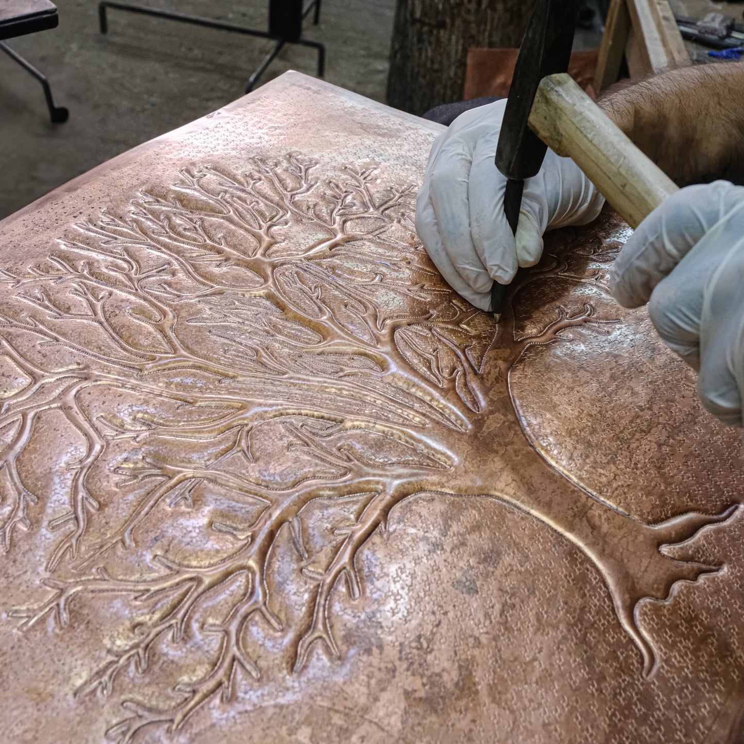 Nature-Inspired Kitchen Backsplash Tile – Copper Tree of Nature – Blue Patina - Natuross