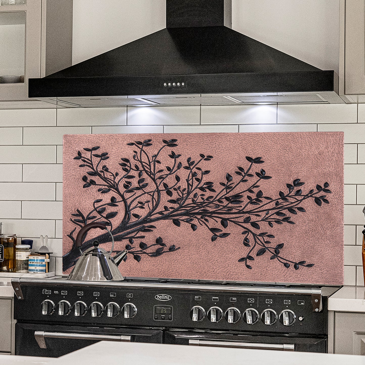 Rustic Kitchen Backsplash Tile – Copper Tree Branches – Copper & Black - Natuross