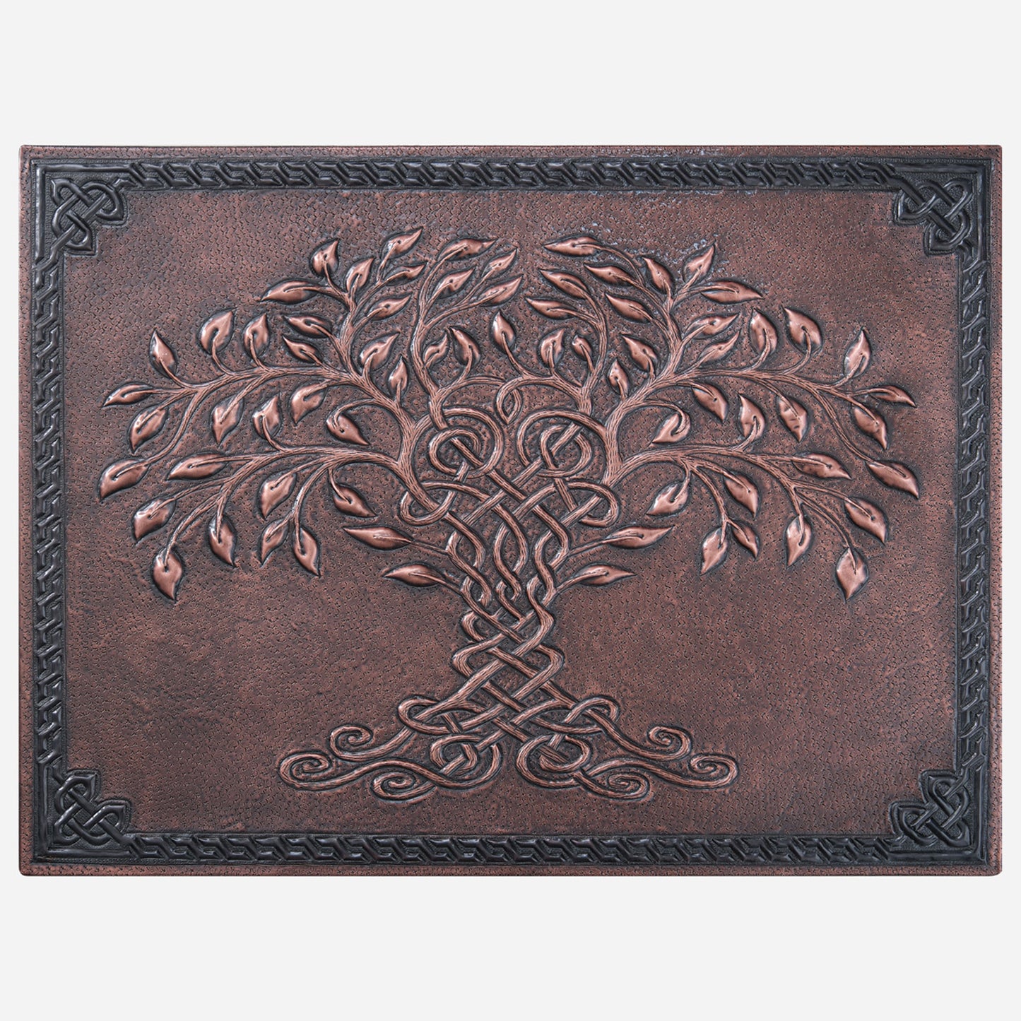 Celtic Kitchen Backsplash Tile - Copper Tree of Life - Brown Patina - Natuross