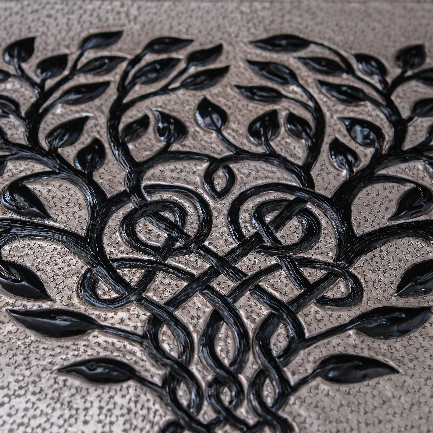 Celtic Kitchen Backsplash Tile - Copper Tree of Life - Gray & Black - Natuross