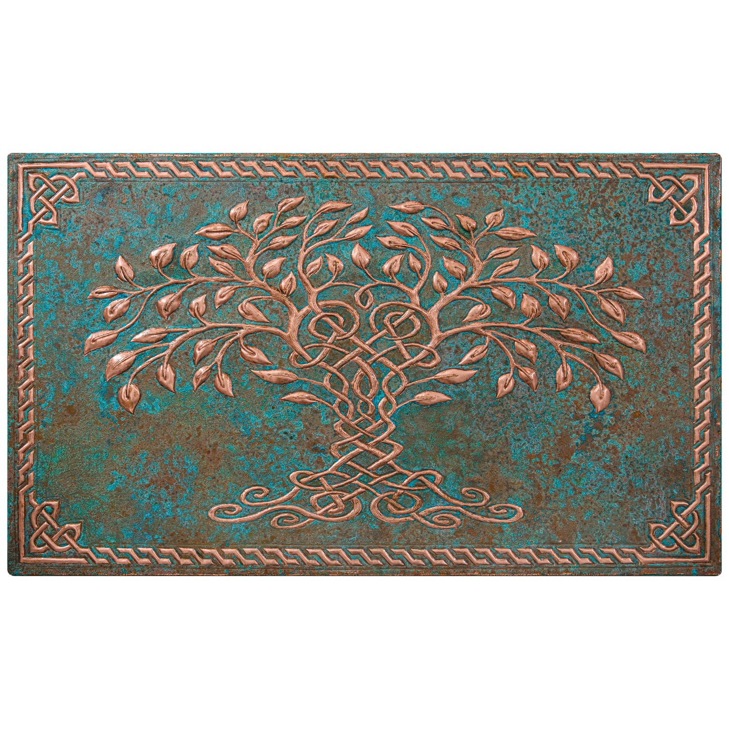 Celtic Kitchen Backsplash Tile - Copper Tree of Life - Green Patina - Natuross