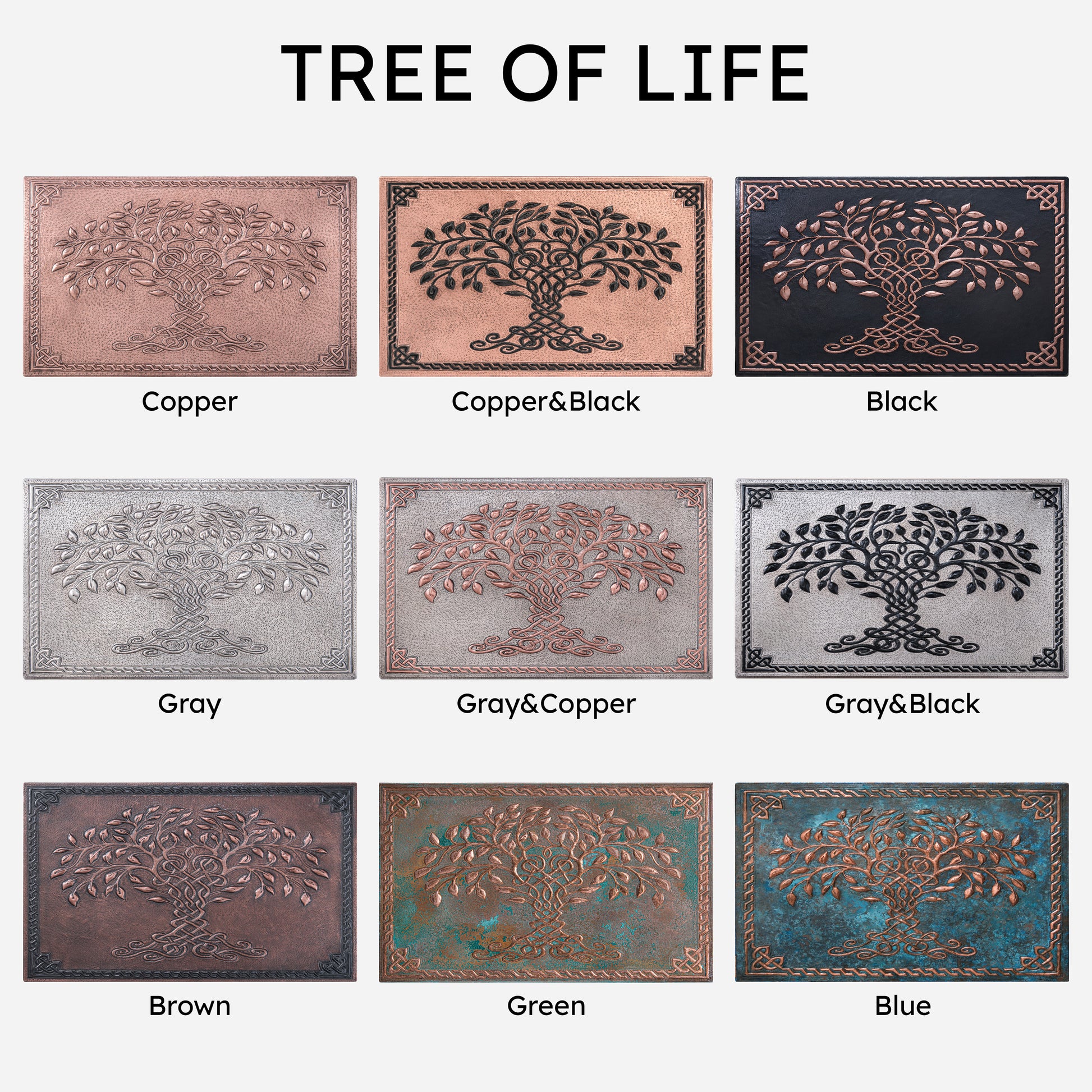 Celtic Kitchen Backsplash Tile - Copper Tree of Life - Green Patina - Natuross